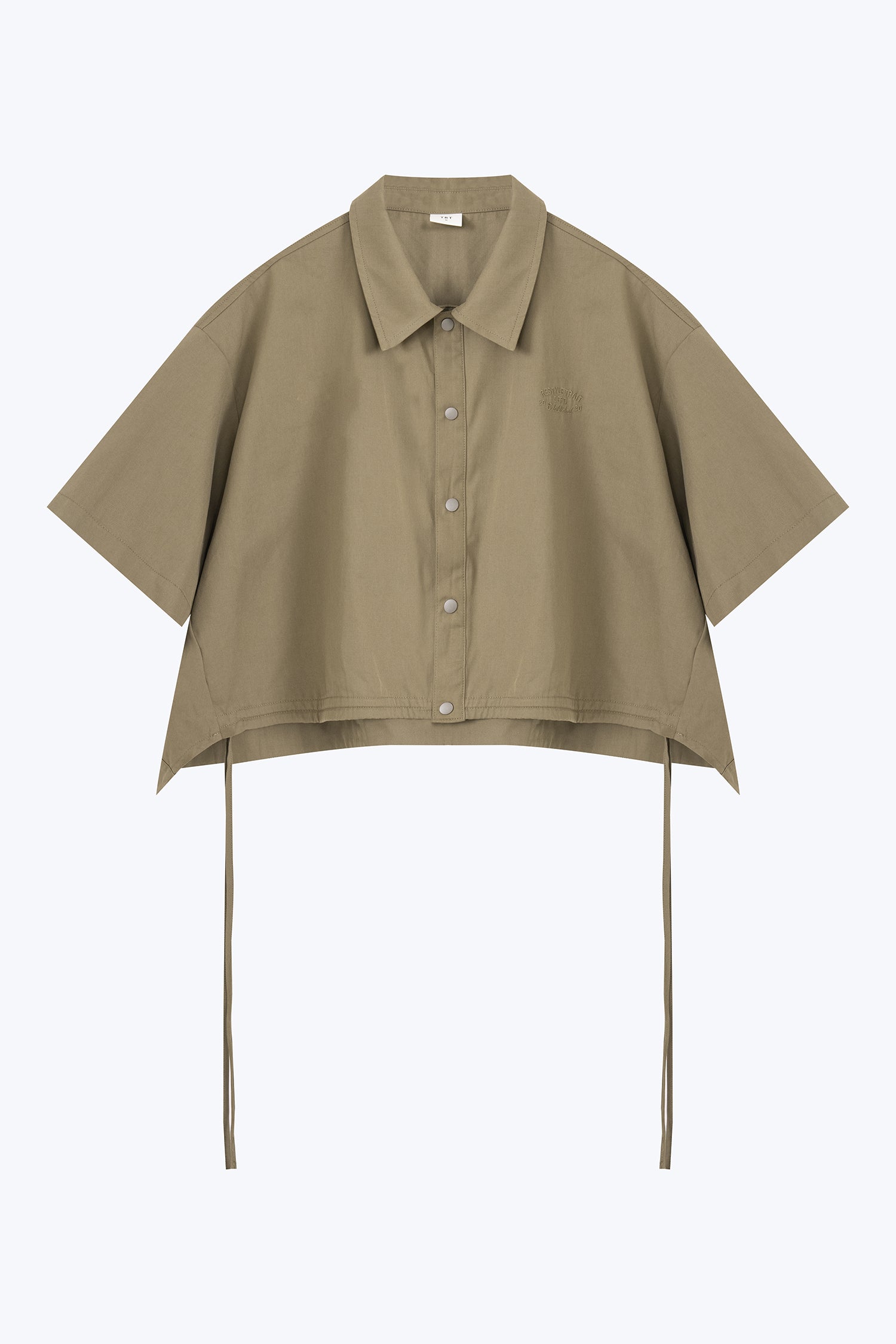 Drawstring Hem Blouse - Khaki Green