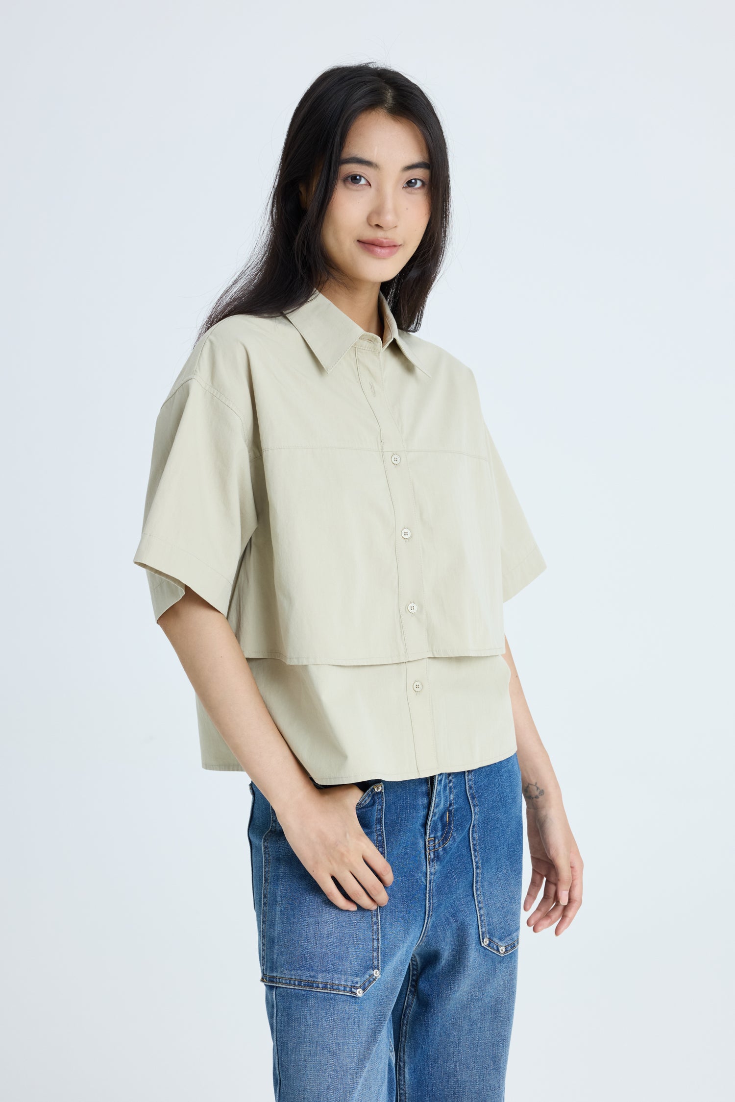 Double Layer Blouse - Khaki