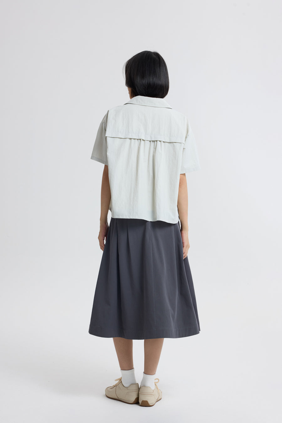 Double Stitch Detail Blouse - Light Grey