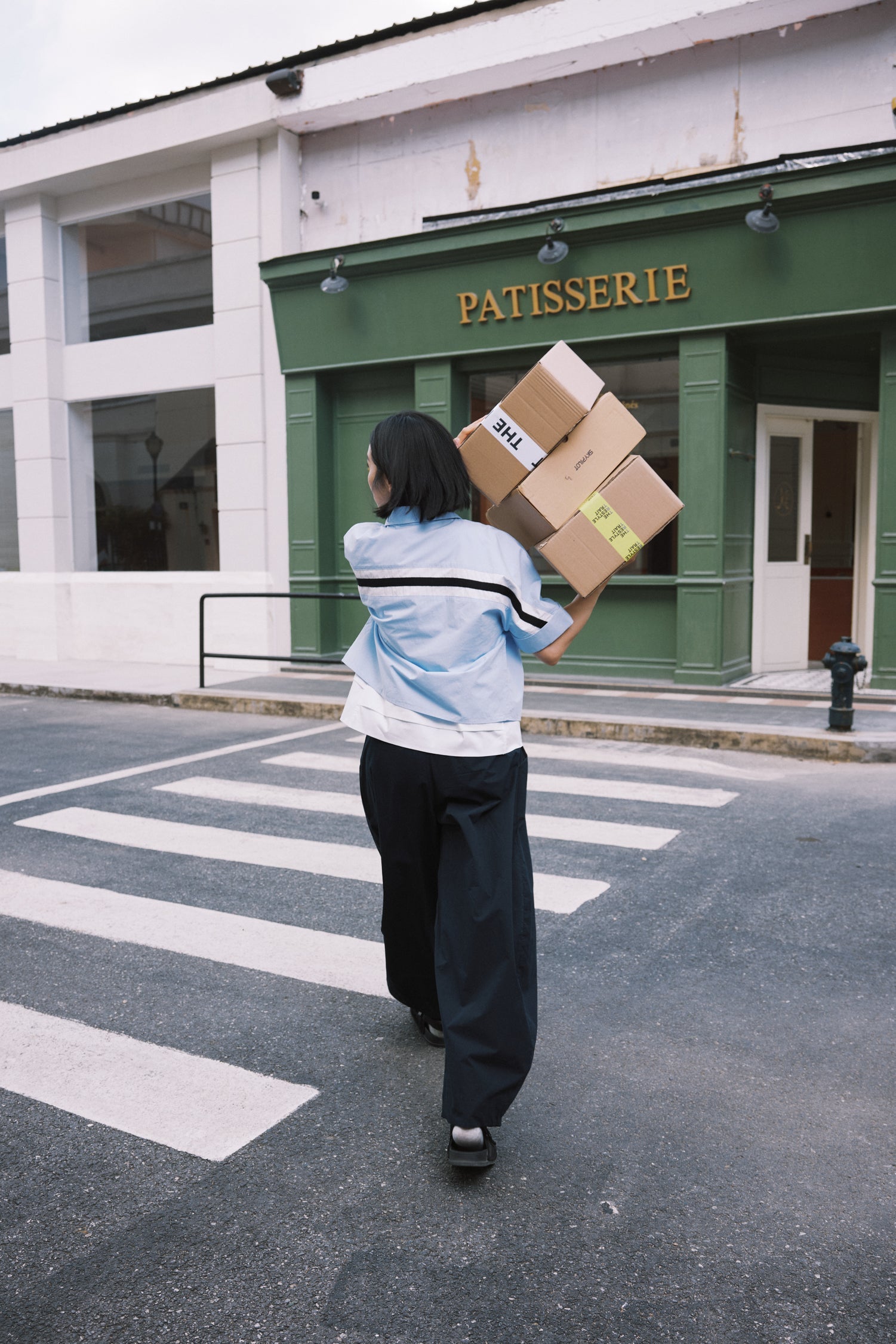 Back-Tape Blouse - Blue