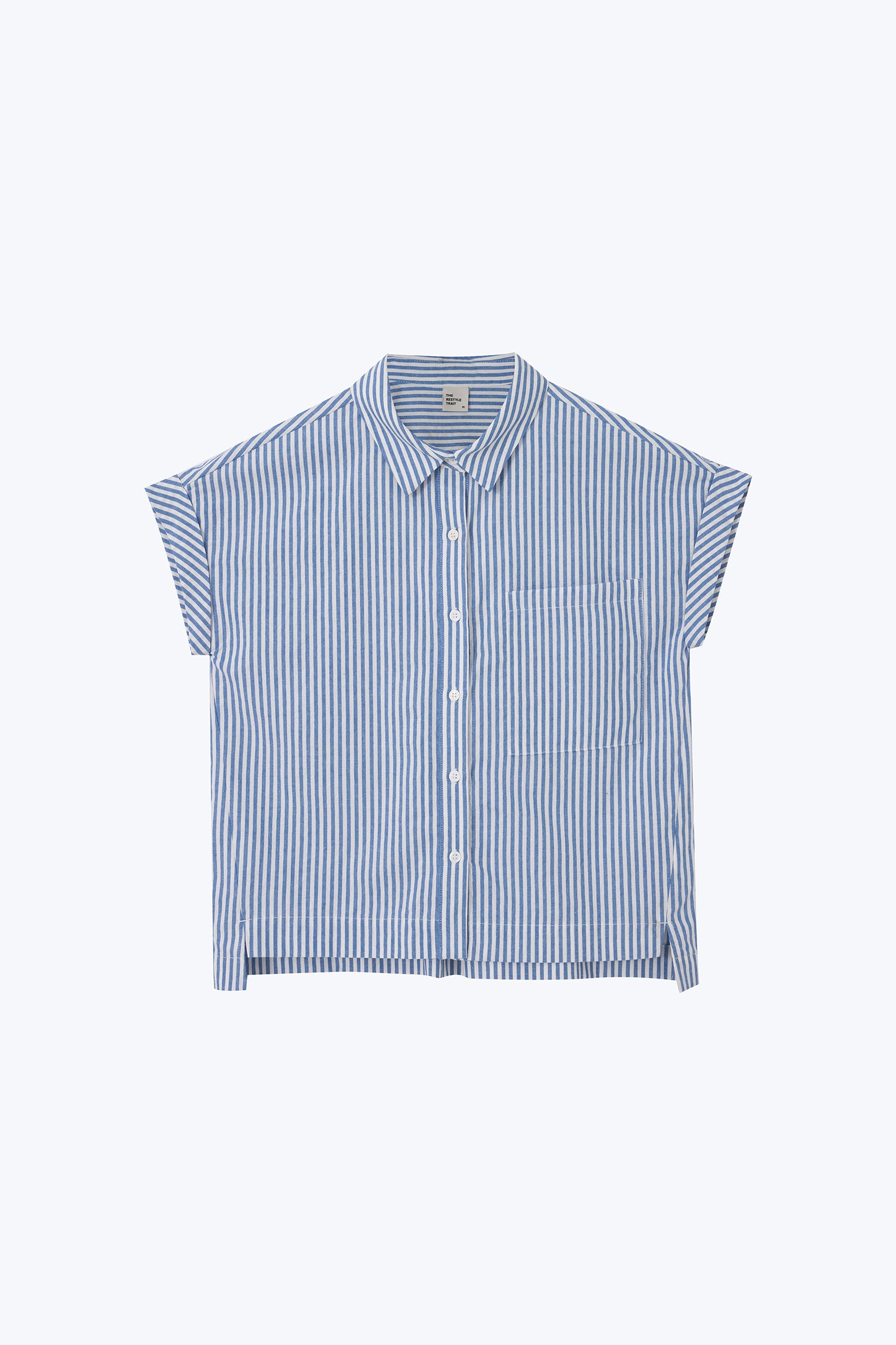 Striped Cap Sleeve Blouse - Stripes Blue