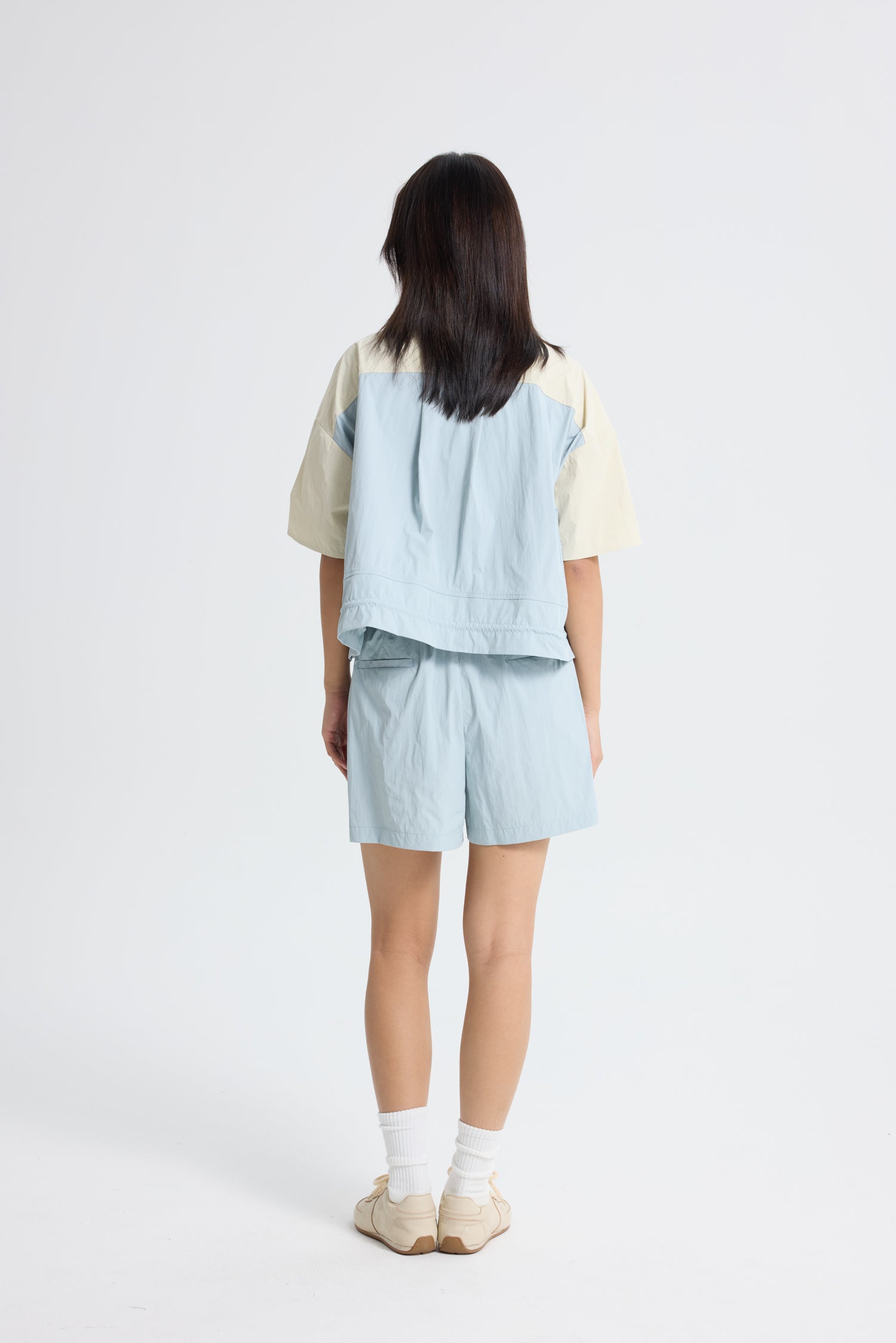 Colourblock Panel Blouse - Dusty Blue