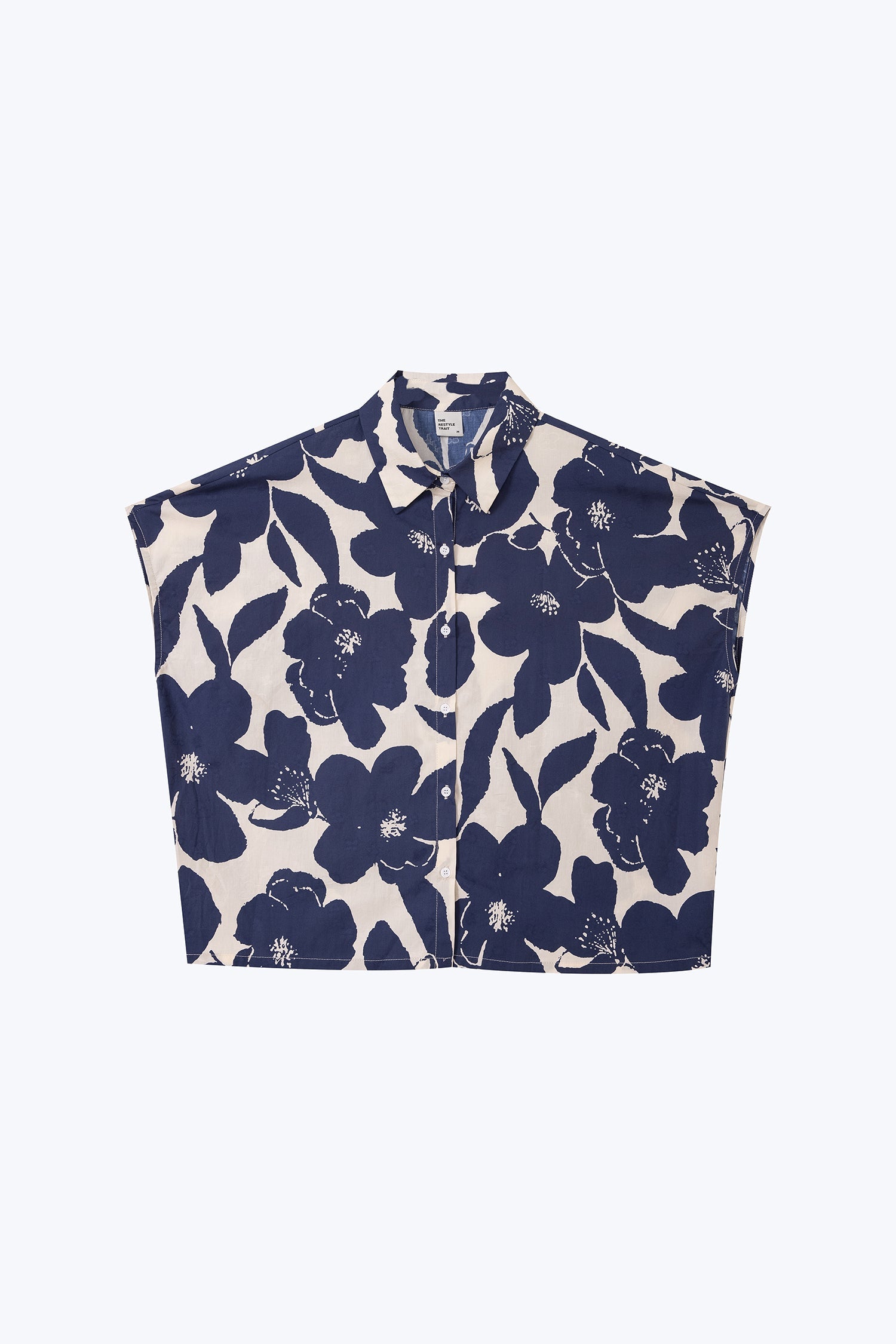 Floral Button Front Blouse - Floral Blue