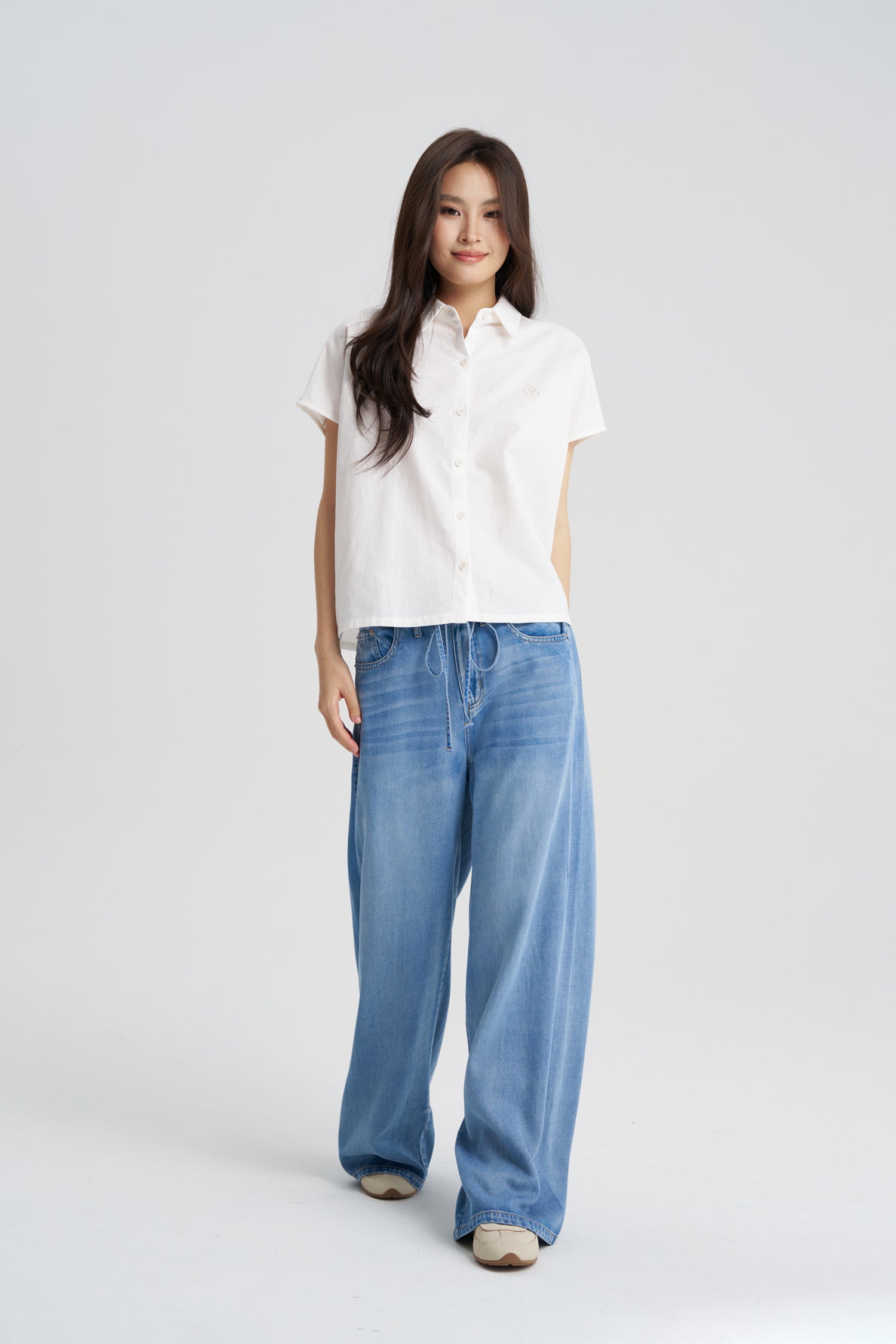 Button Front Blouse - Cream