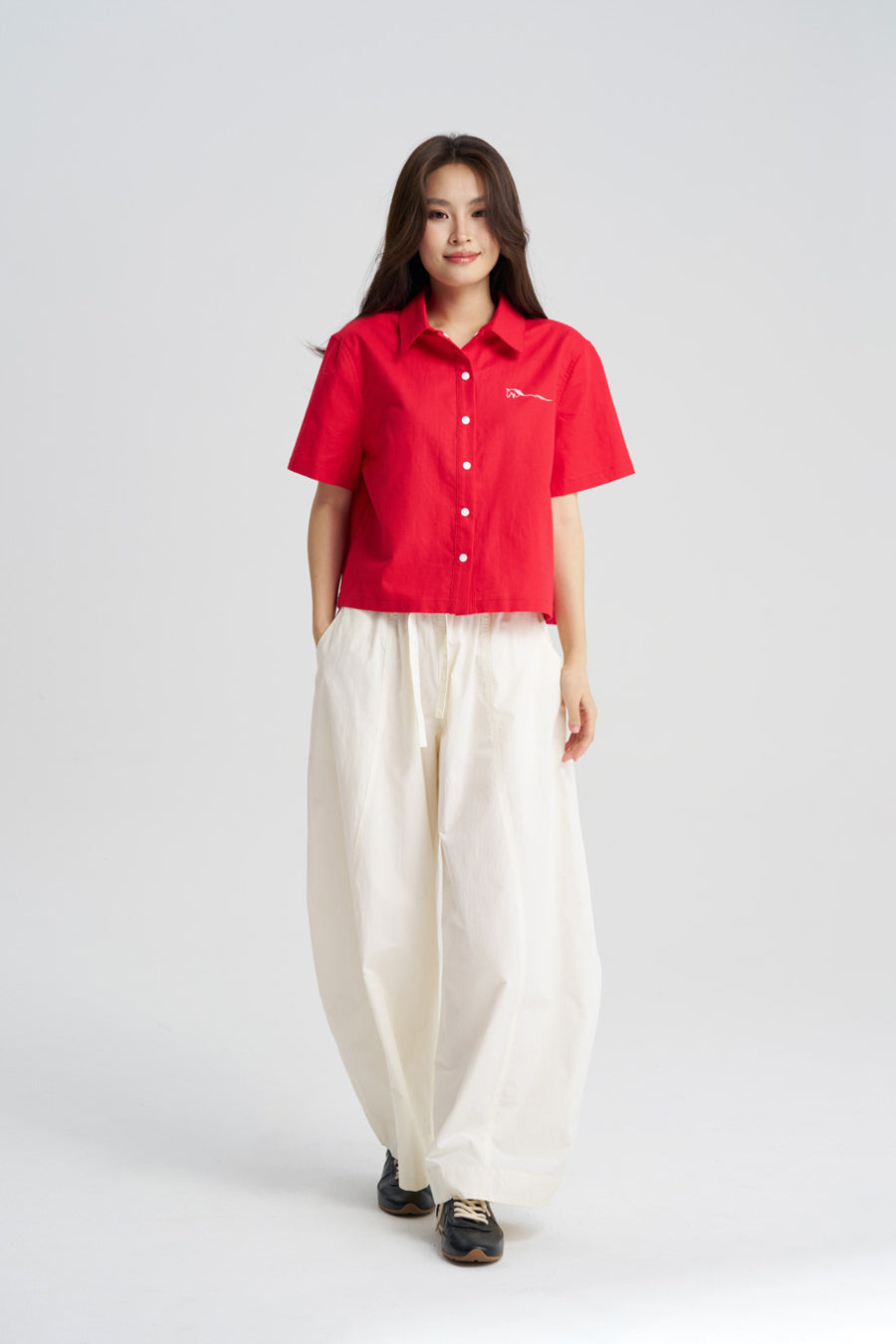 Striped Panelled Blouse - Red
