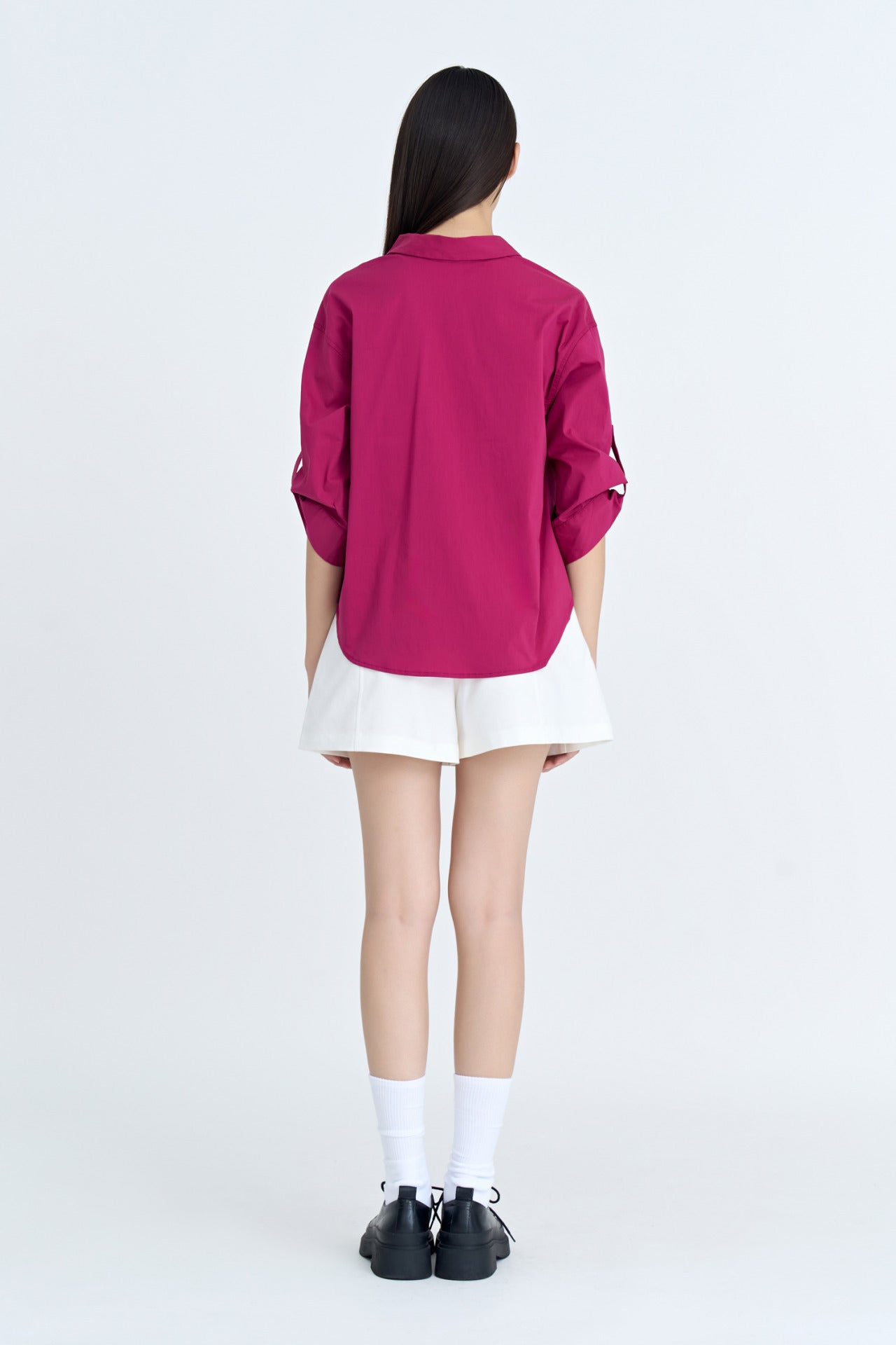 Cotton Collared Blouse - Plum