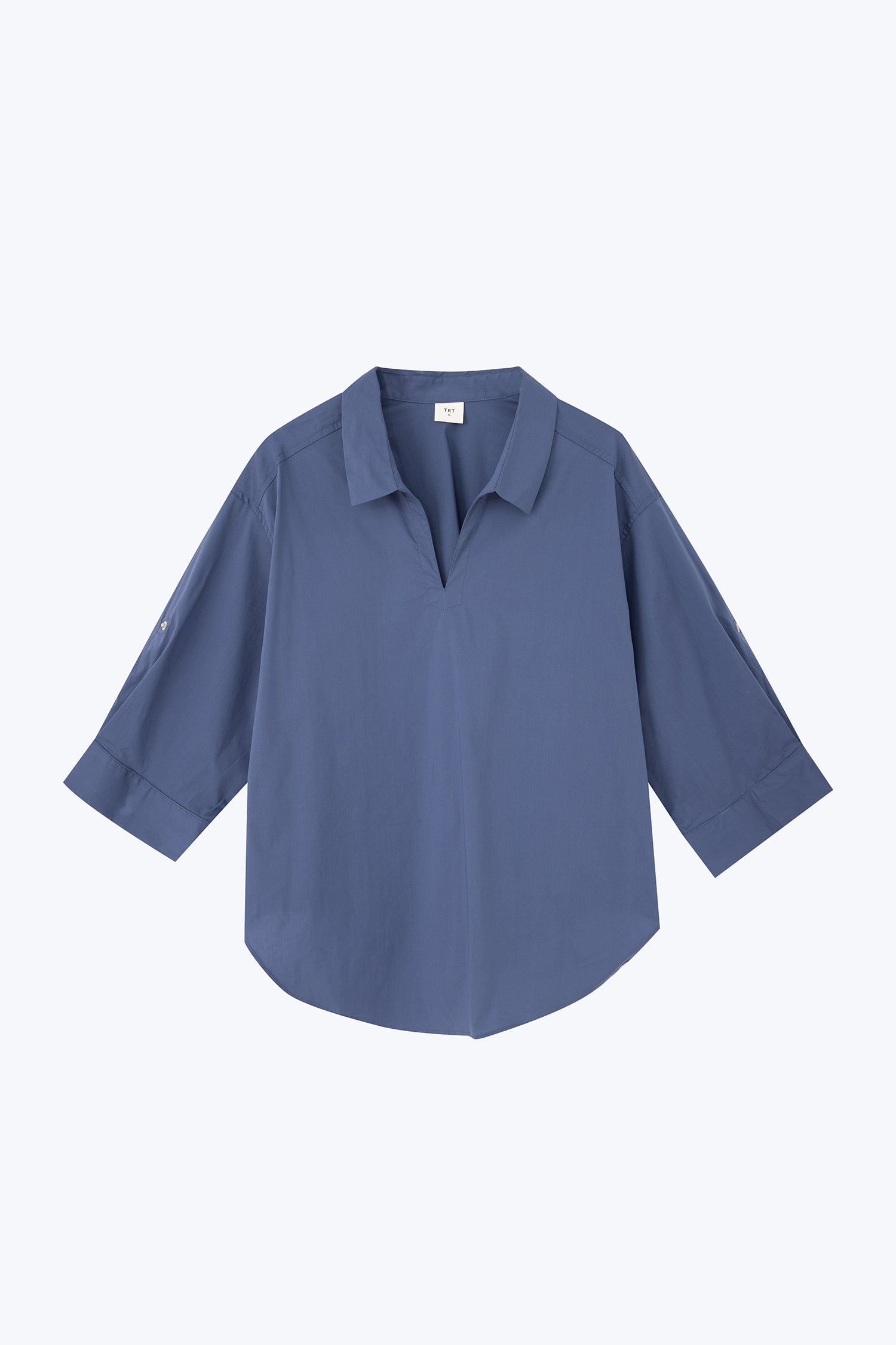 Cotton Collared Blouse - Denim Blue