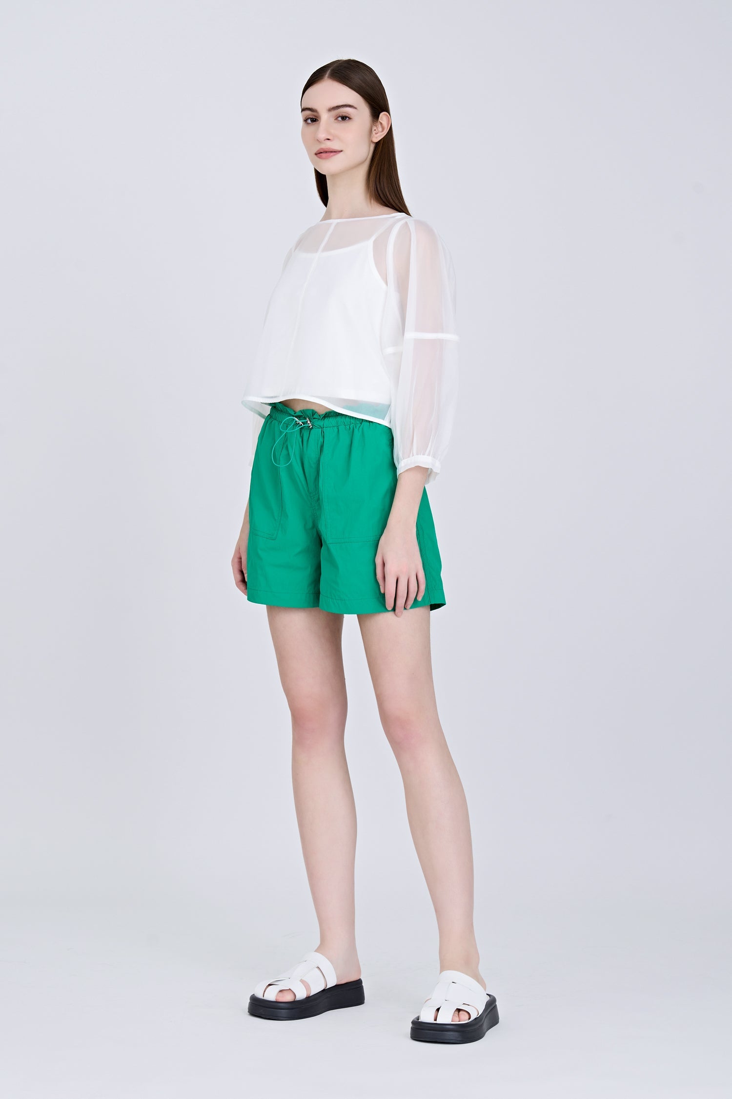 Organza Puff Sleeve Blouse - Cream