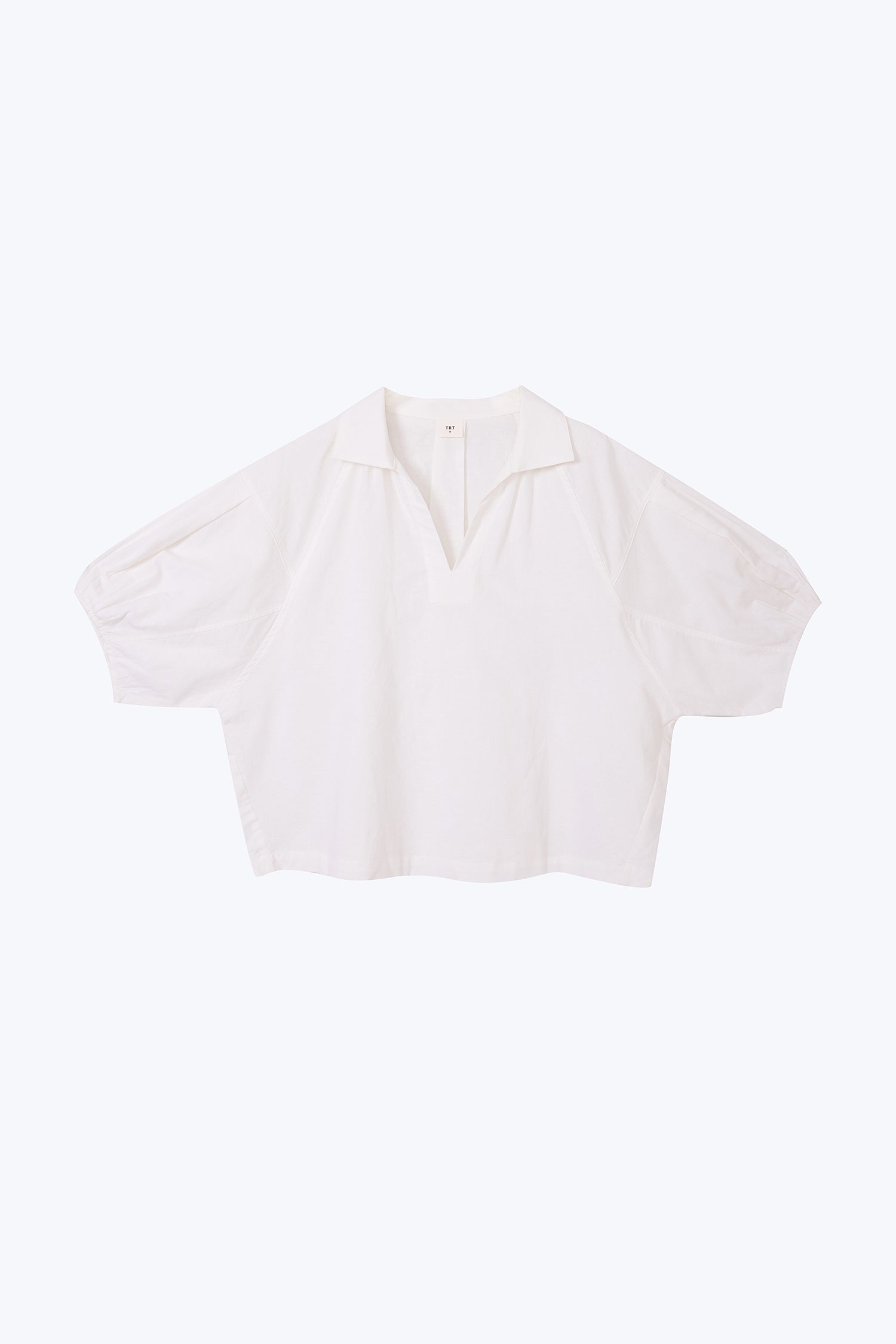 V-Neck Collared Blouse - Cream