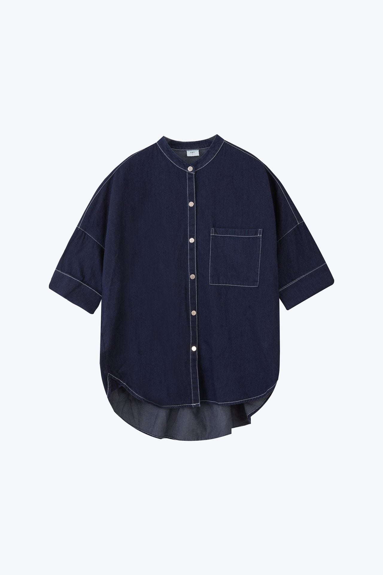 Denim Wide Cut Blouse - Dark Denim