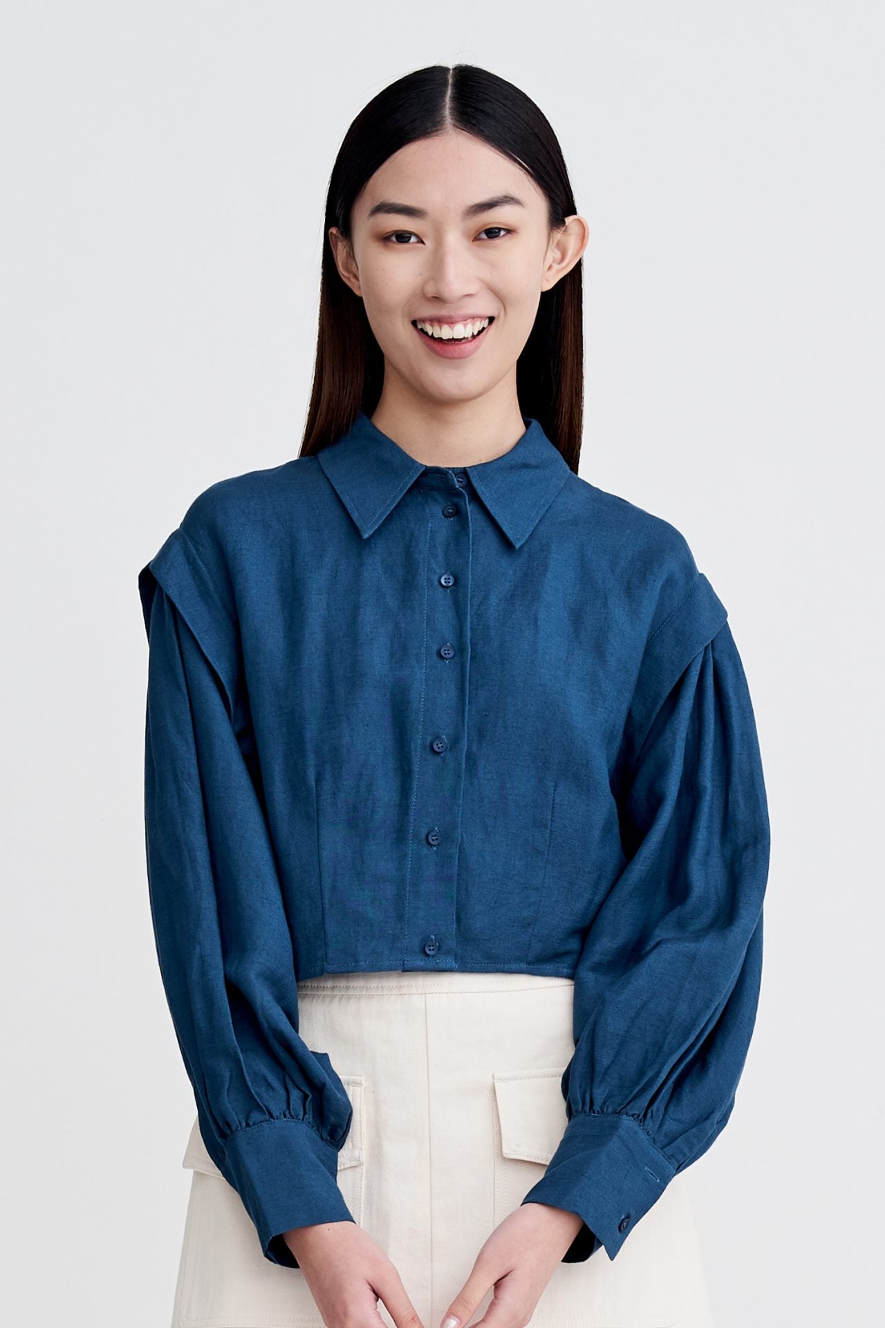 Long Sleeve Cropped Blouse