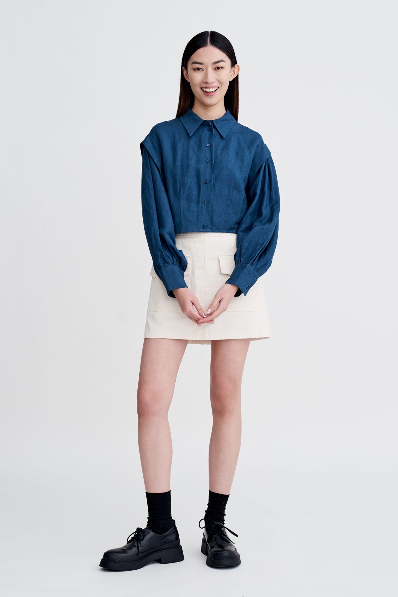 Long Sleeve Cropped Blouse