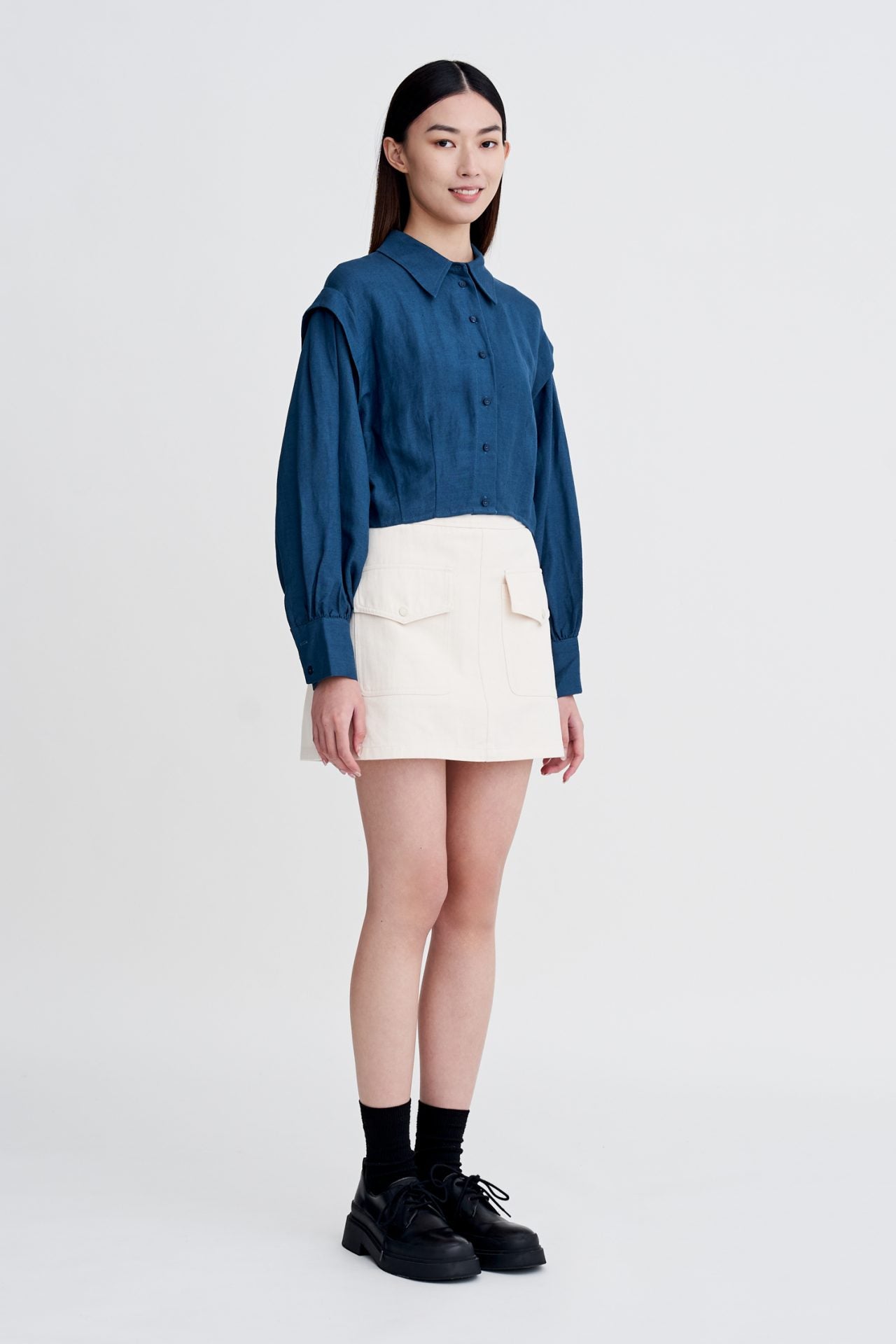 Long Sleeve Cropped Blouse