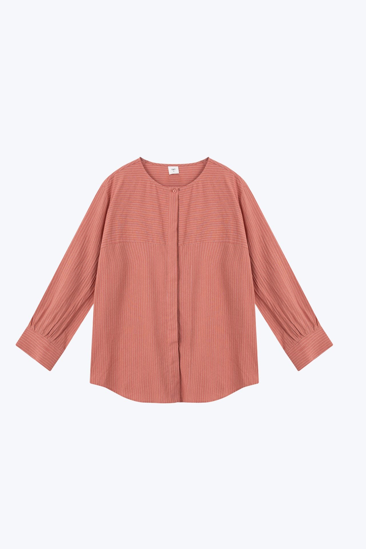 Striped Long Sleeve Blouse - Dusty Cedar