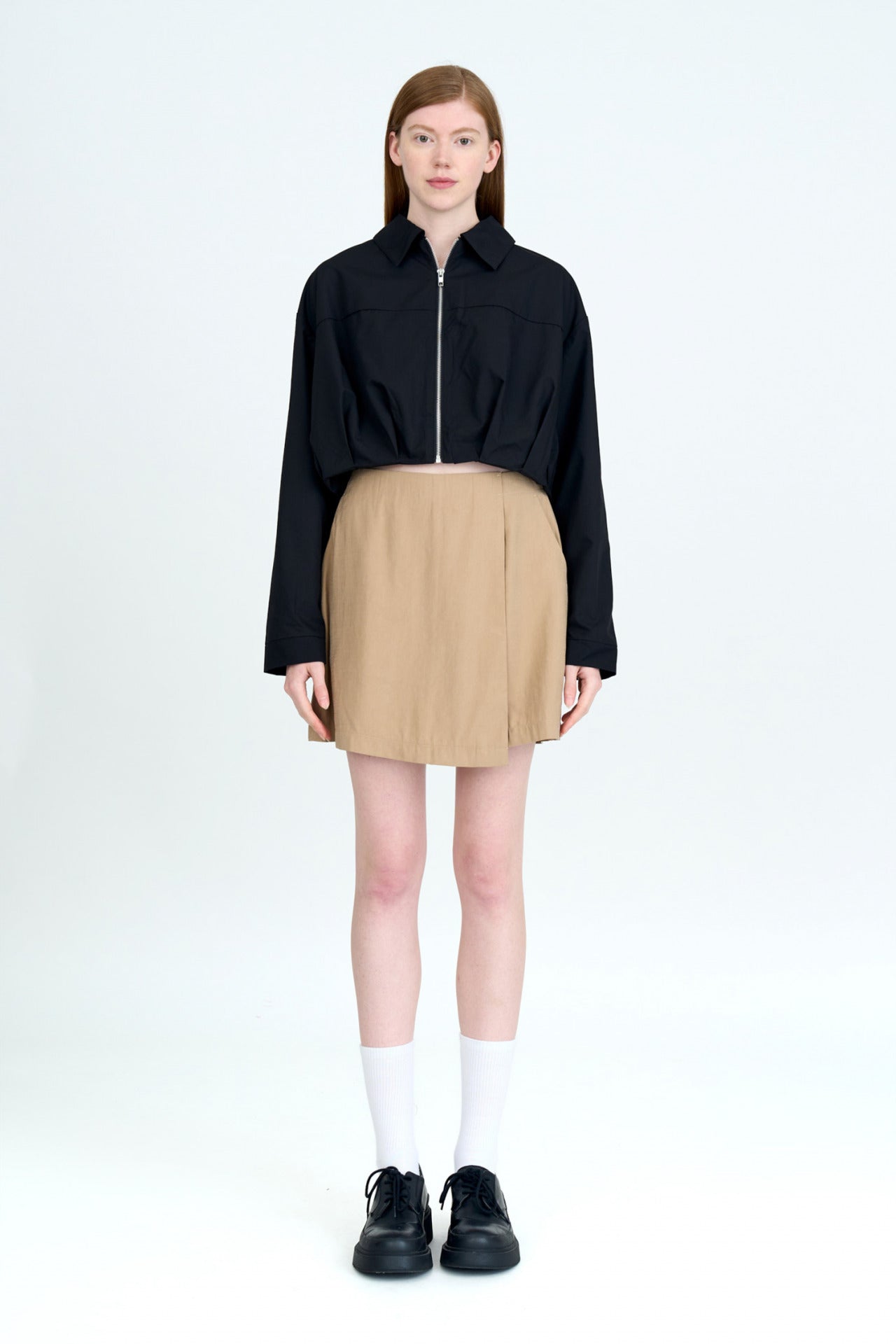 Pleated Hem Blouse - Black