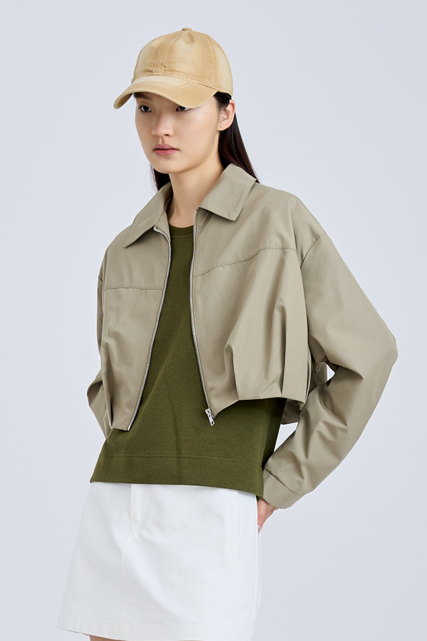 Pleated Hem Blouse - Khaki Green