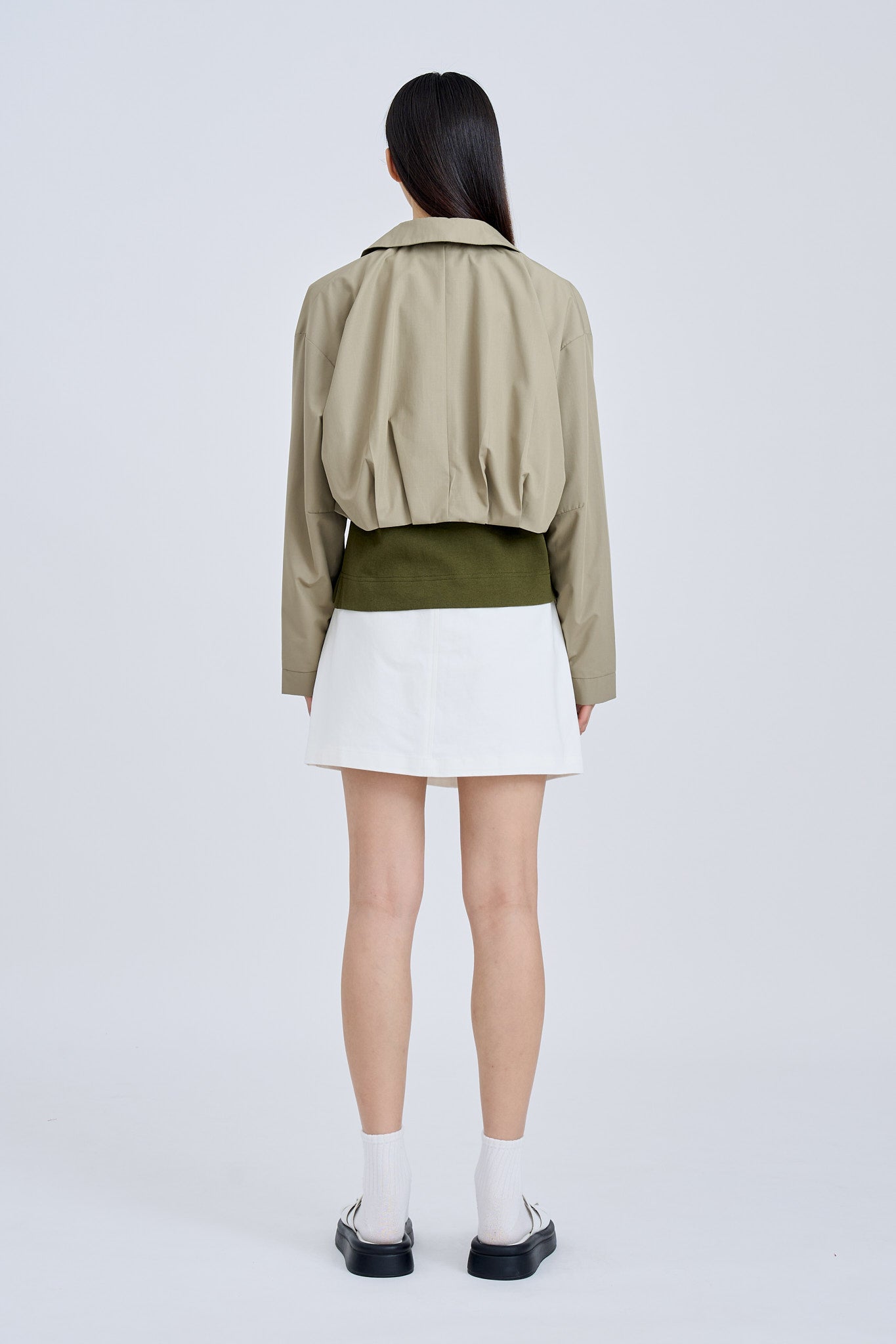 Pleated Hem Blouse - Khaki Green