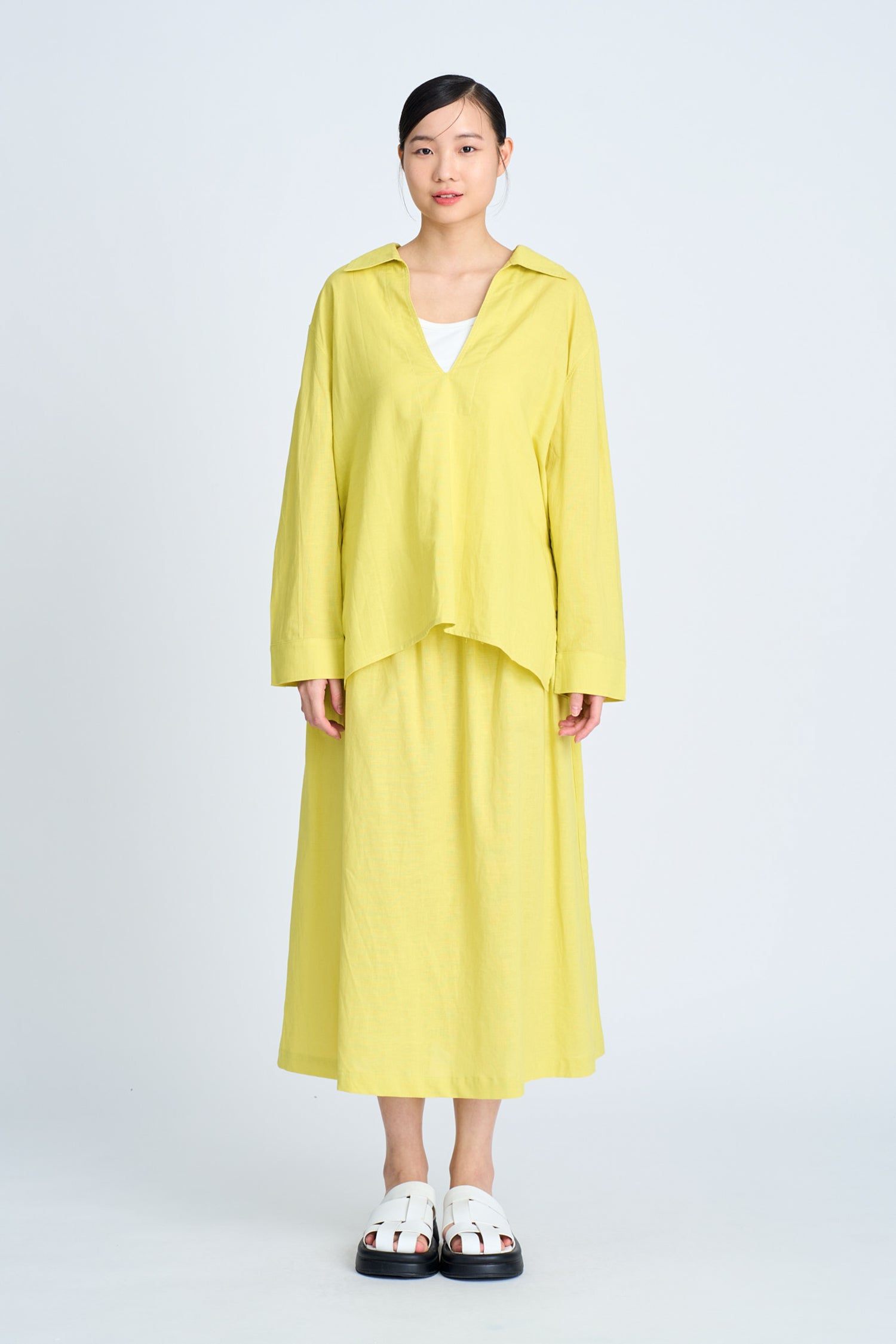 Long Sleeve Blouse - Chartreuse