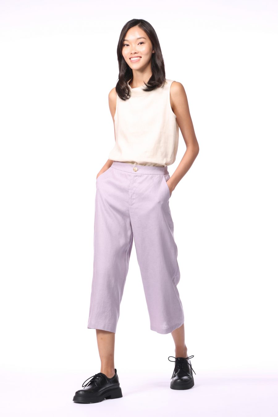 Linen Buttoned Sleeveless Blouse