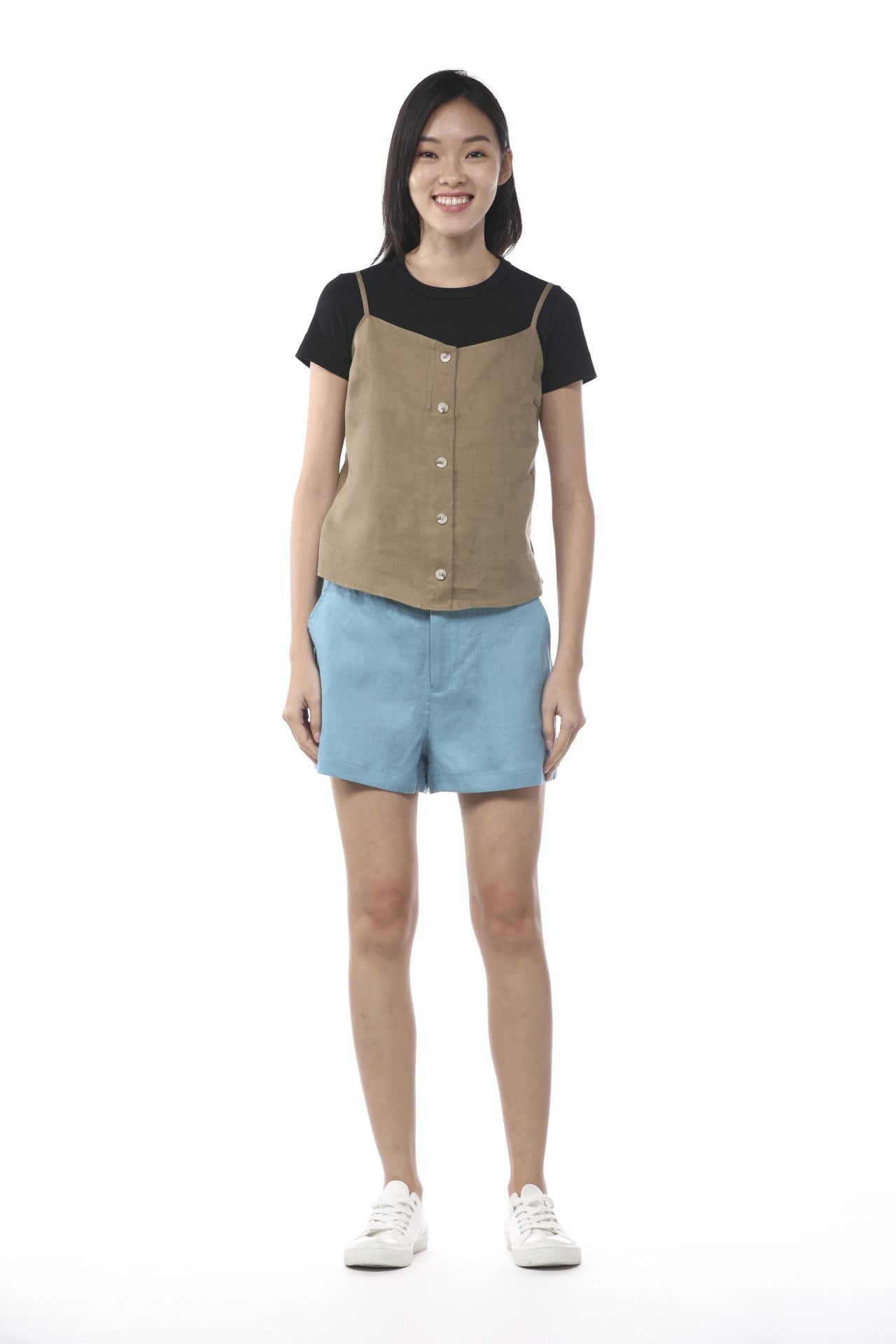 Linen Buttoned Camisole Top