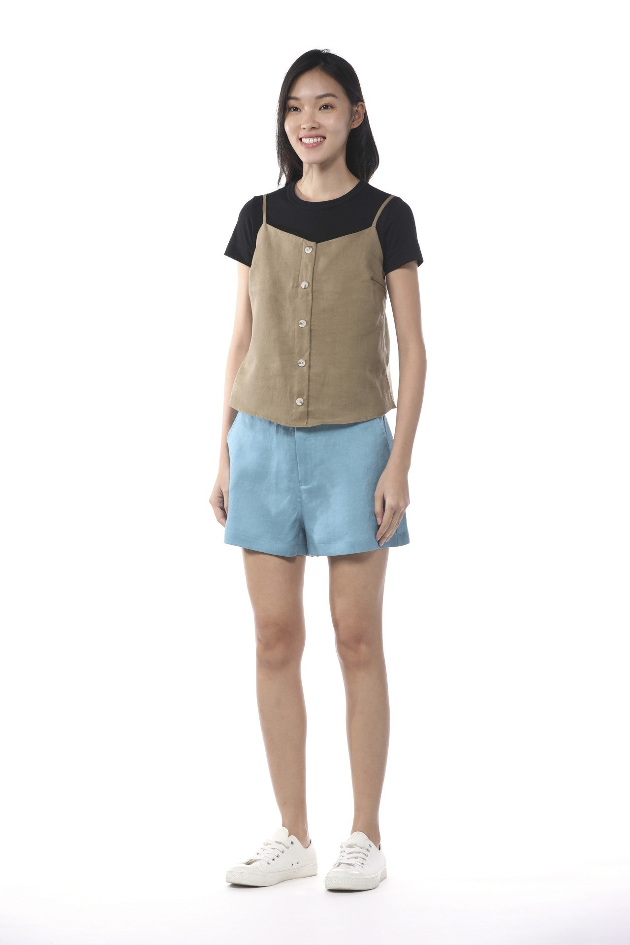 Linen Buttoned Camisole Top