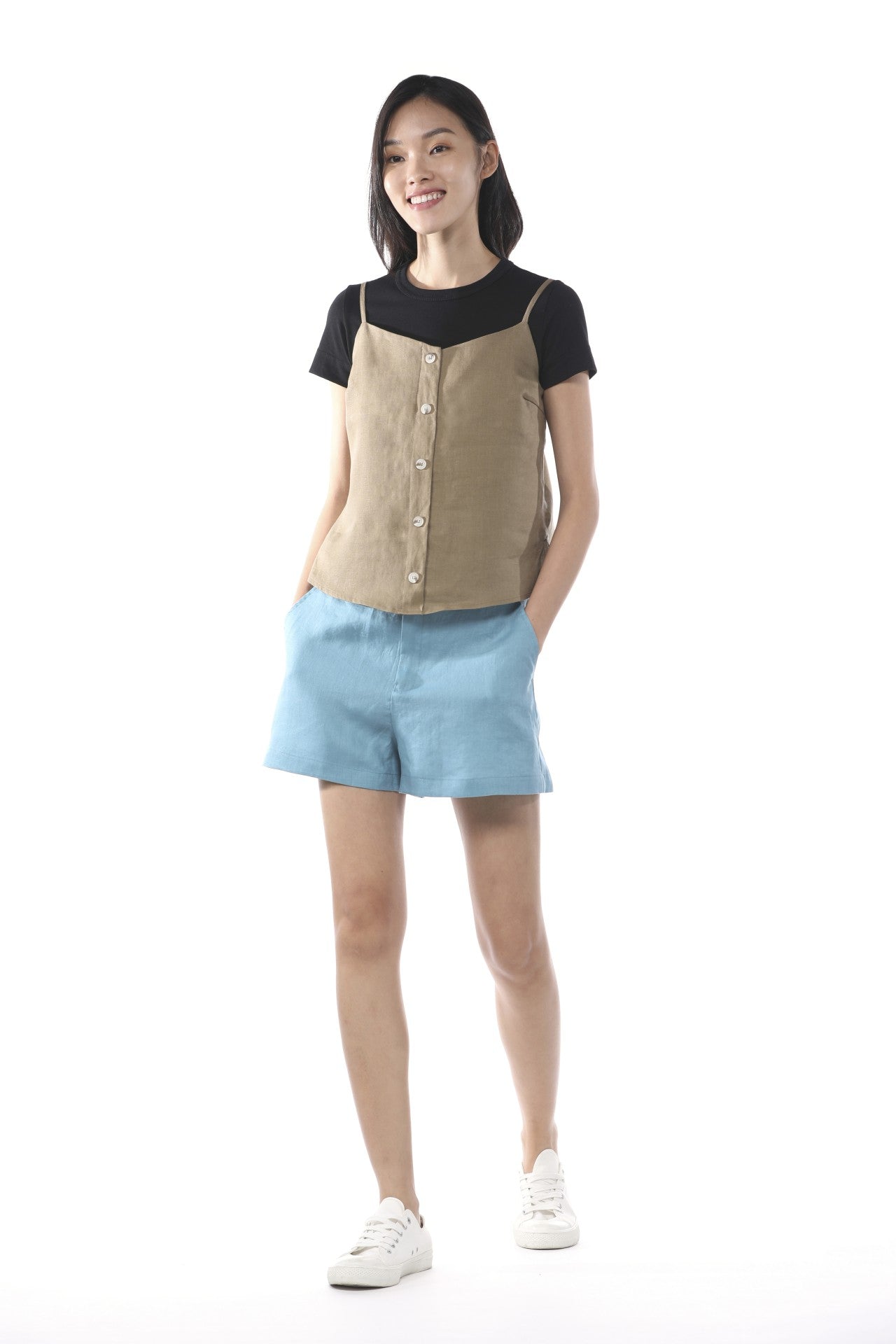 Linen Buttoned Camisole Top