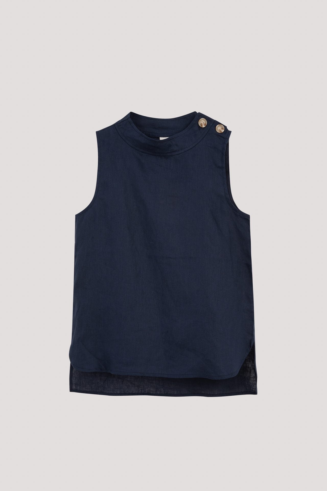 Linen Buttoned Sleeveless Blouse