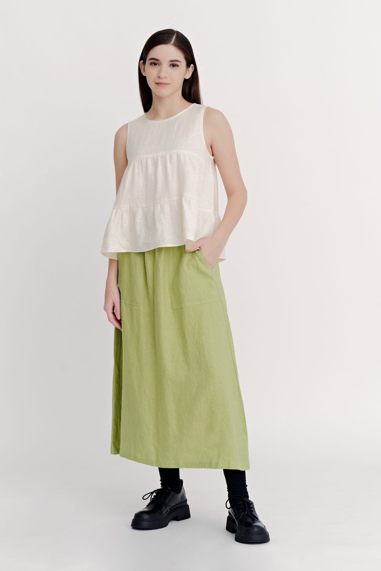 Tiered Sleeveless Blouse - Sand