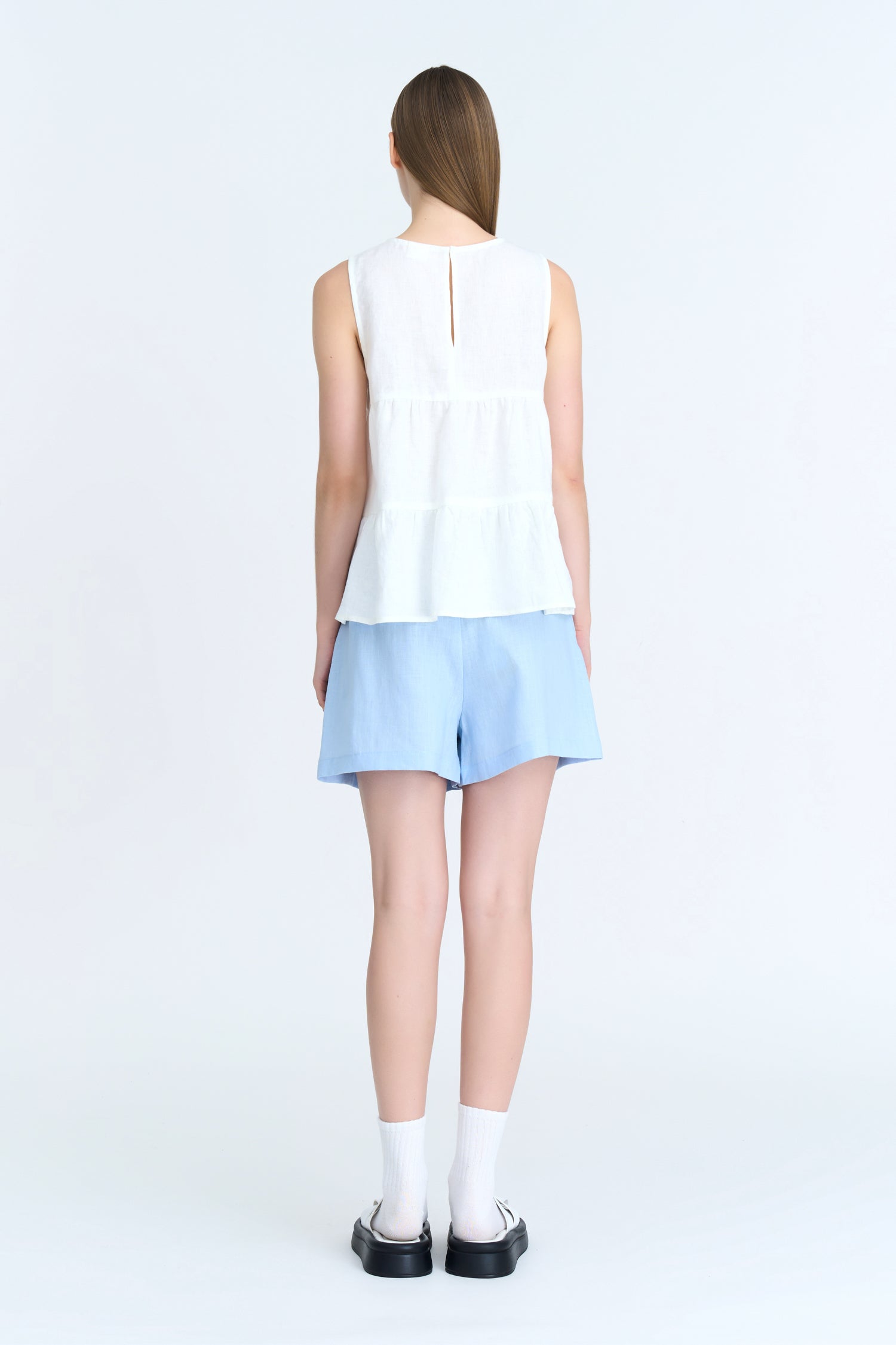Tiered Sleeveless Blouse - Cream