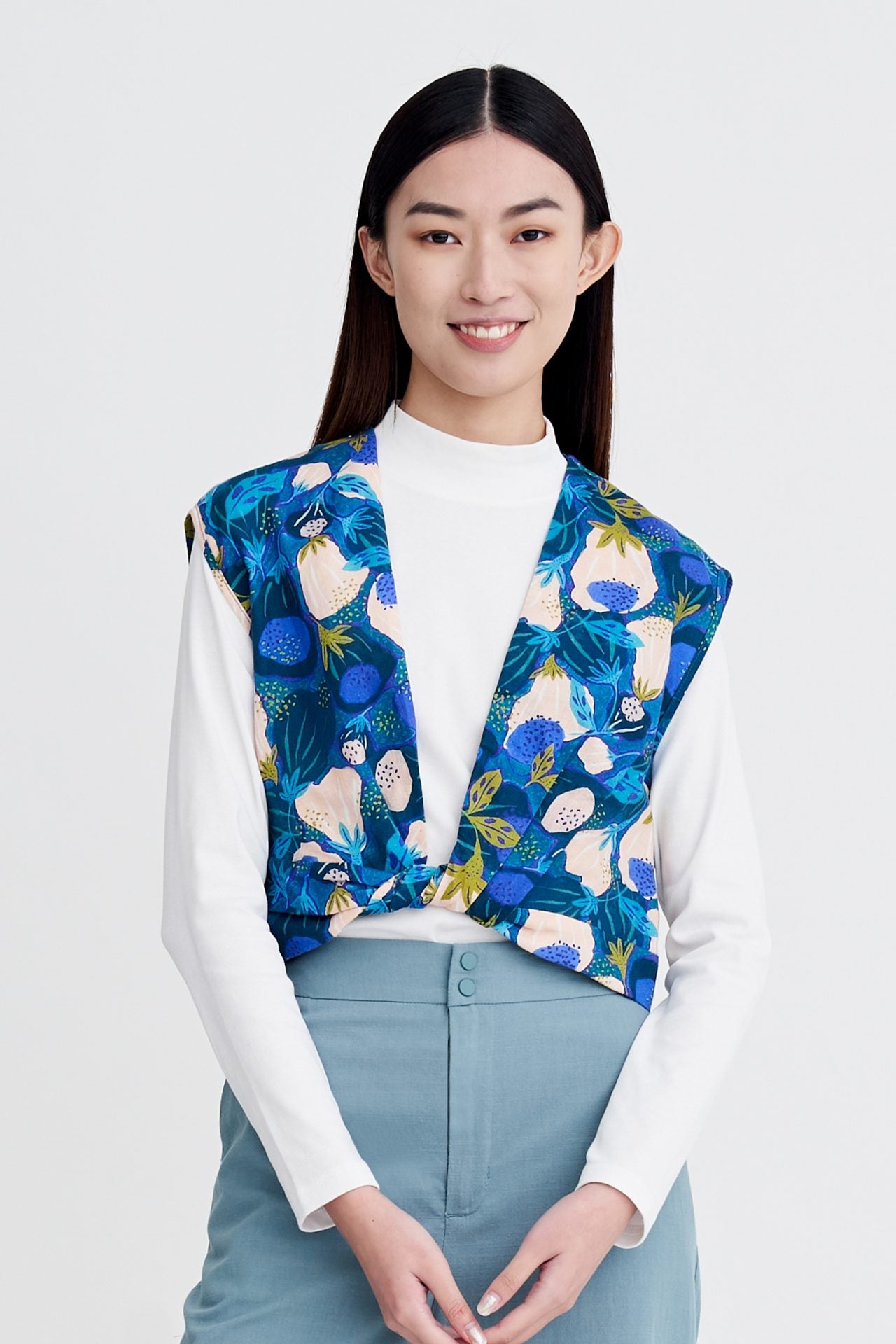 Floral Twist Knot Top