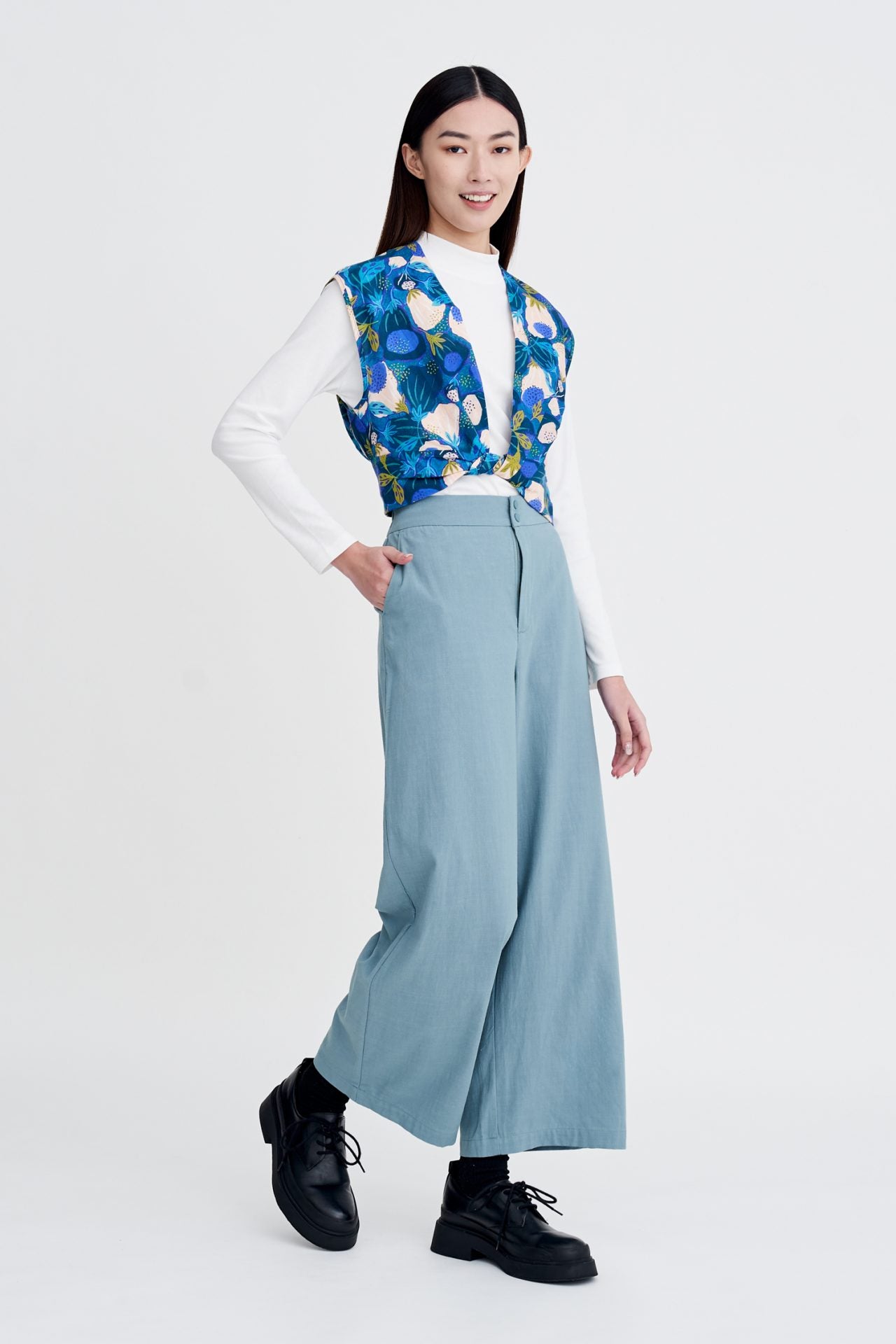 Floral Twist Knot Top