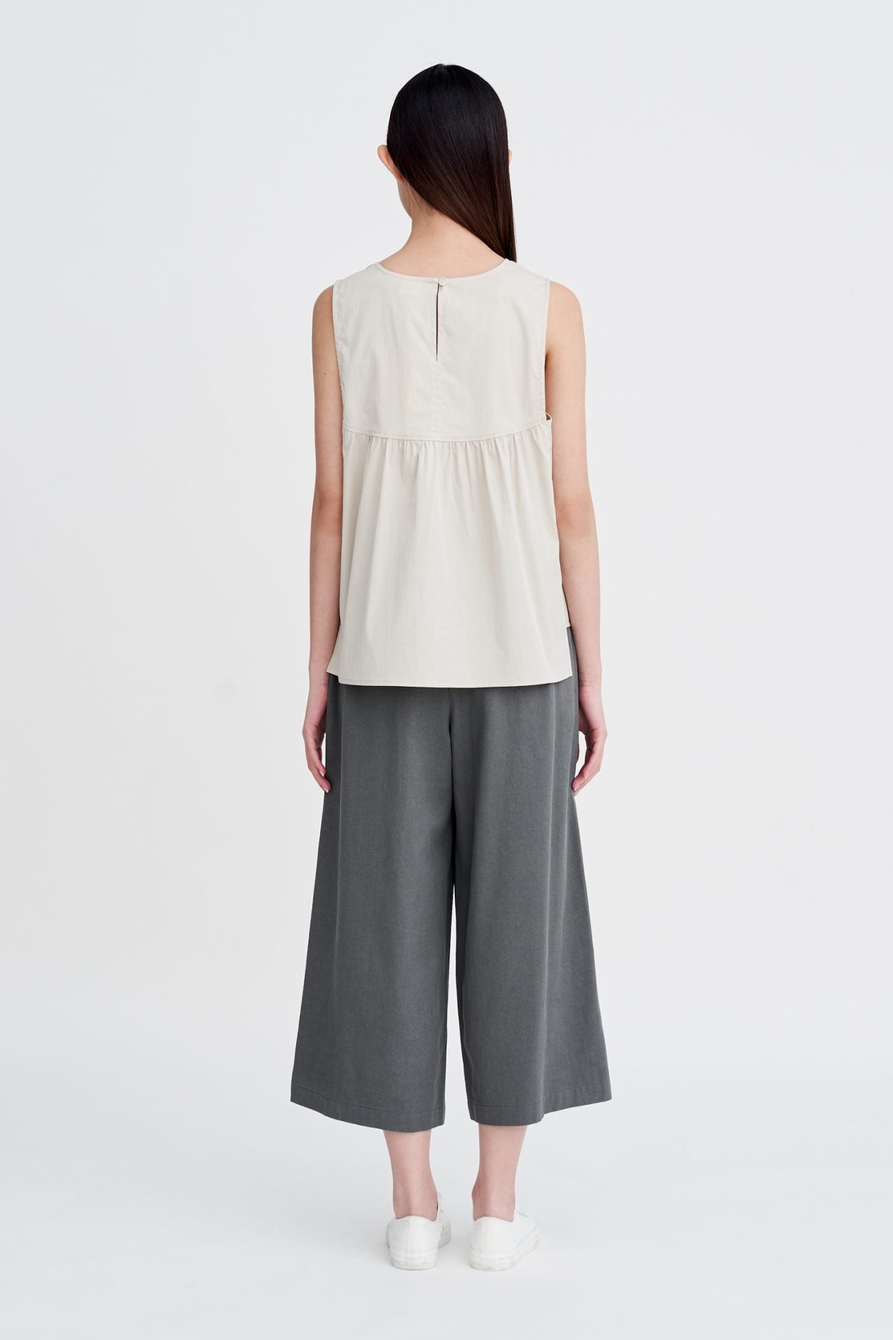 Pin Tuck Sleeveless Blouse