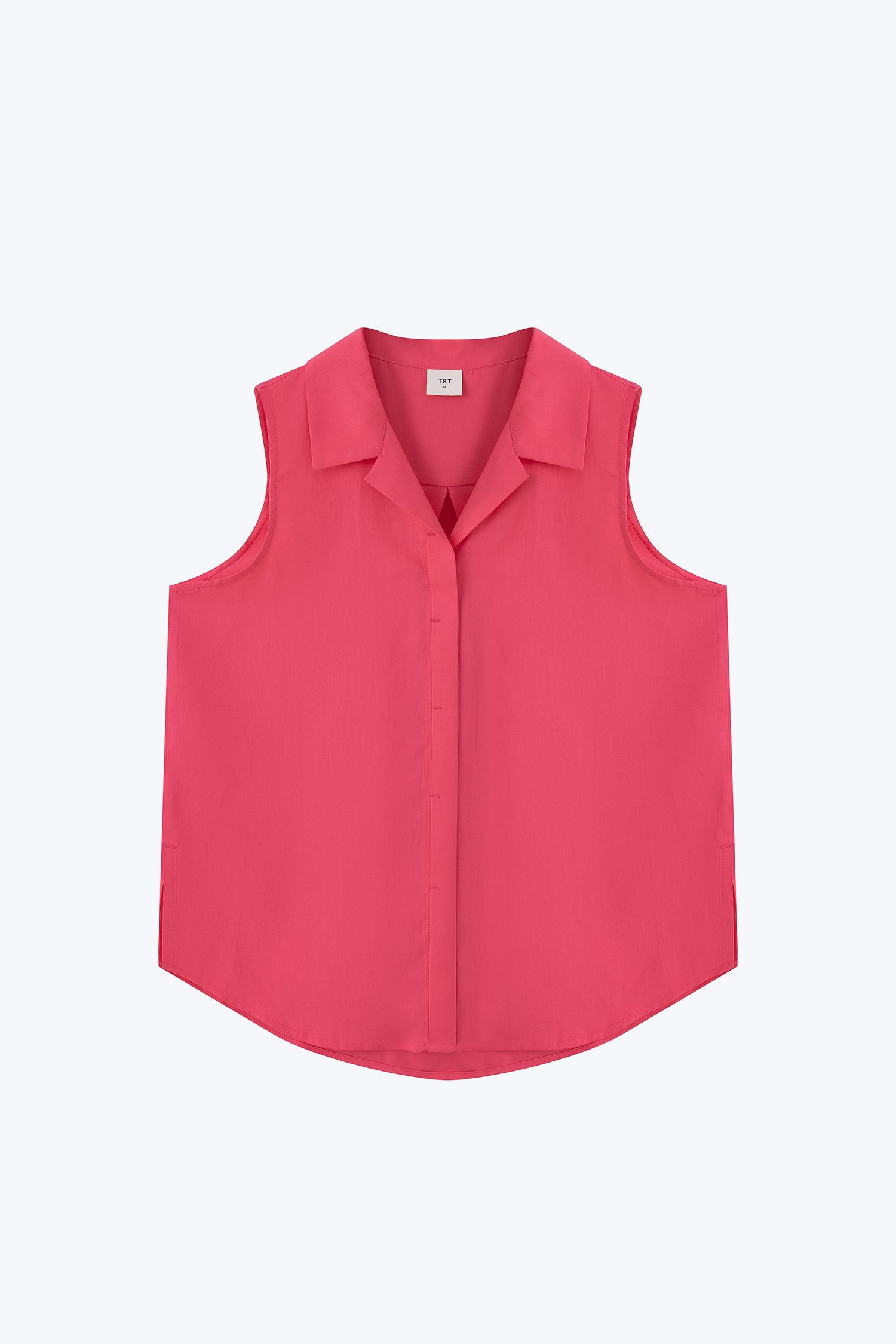 Notched Collar Sleeveless Blouse - Hot Pink