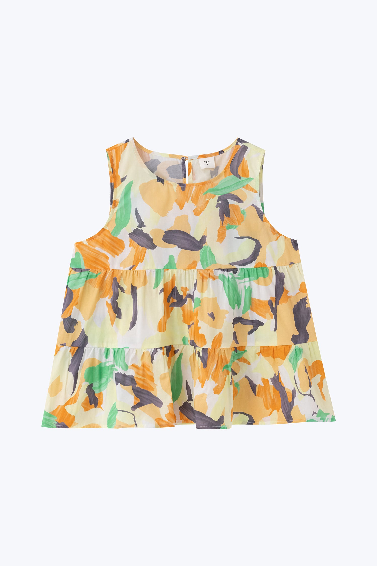 Floral Tiered Sleeveless Blouse - Floral Canary