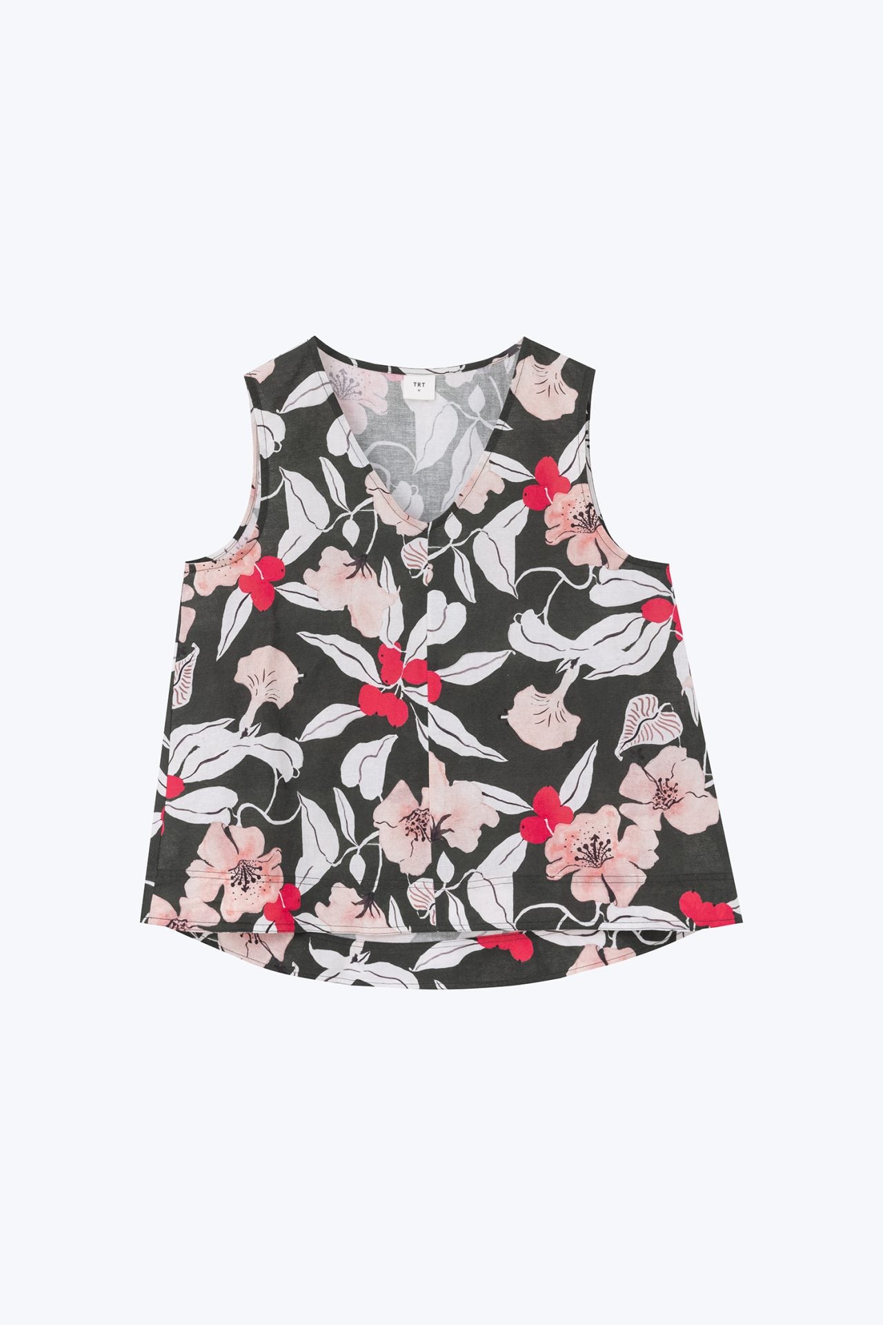 Floral Sleeveless V-Neck Blouse
