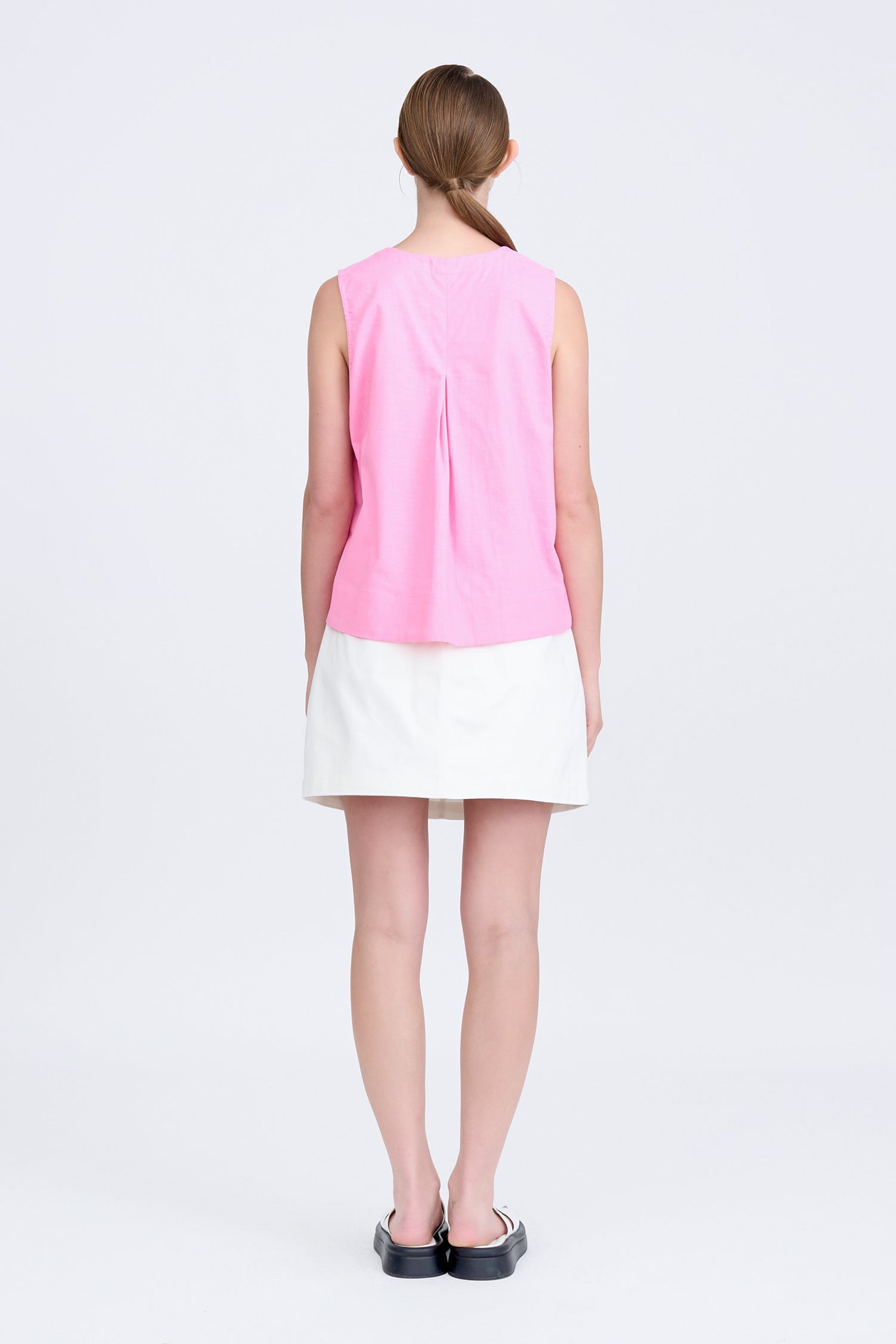 Half Placket Sleeveless Blouse - Pink
