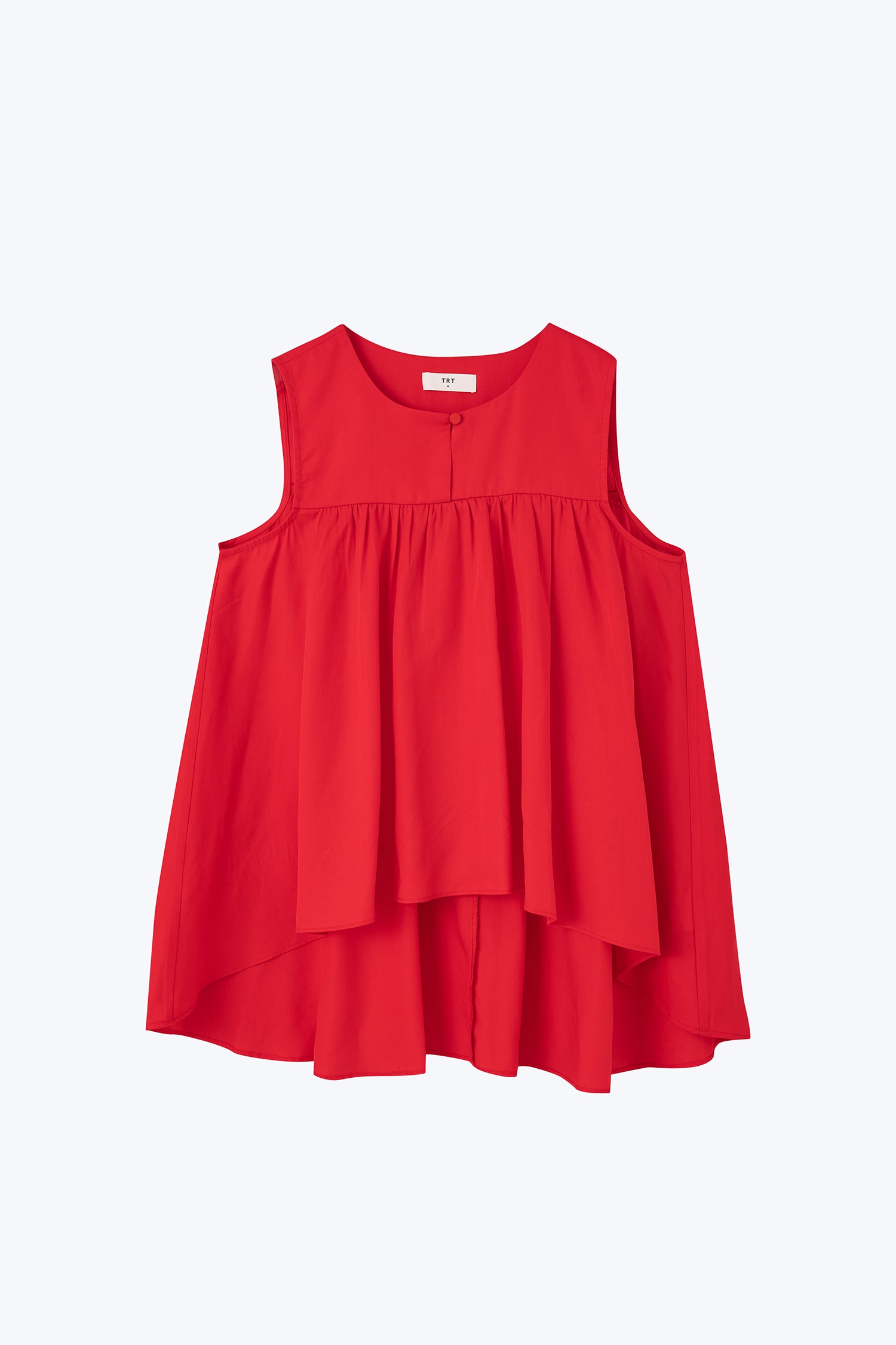 Sleeveless Gathered Flare Blouse - Red