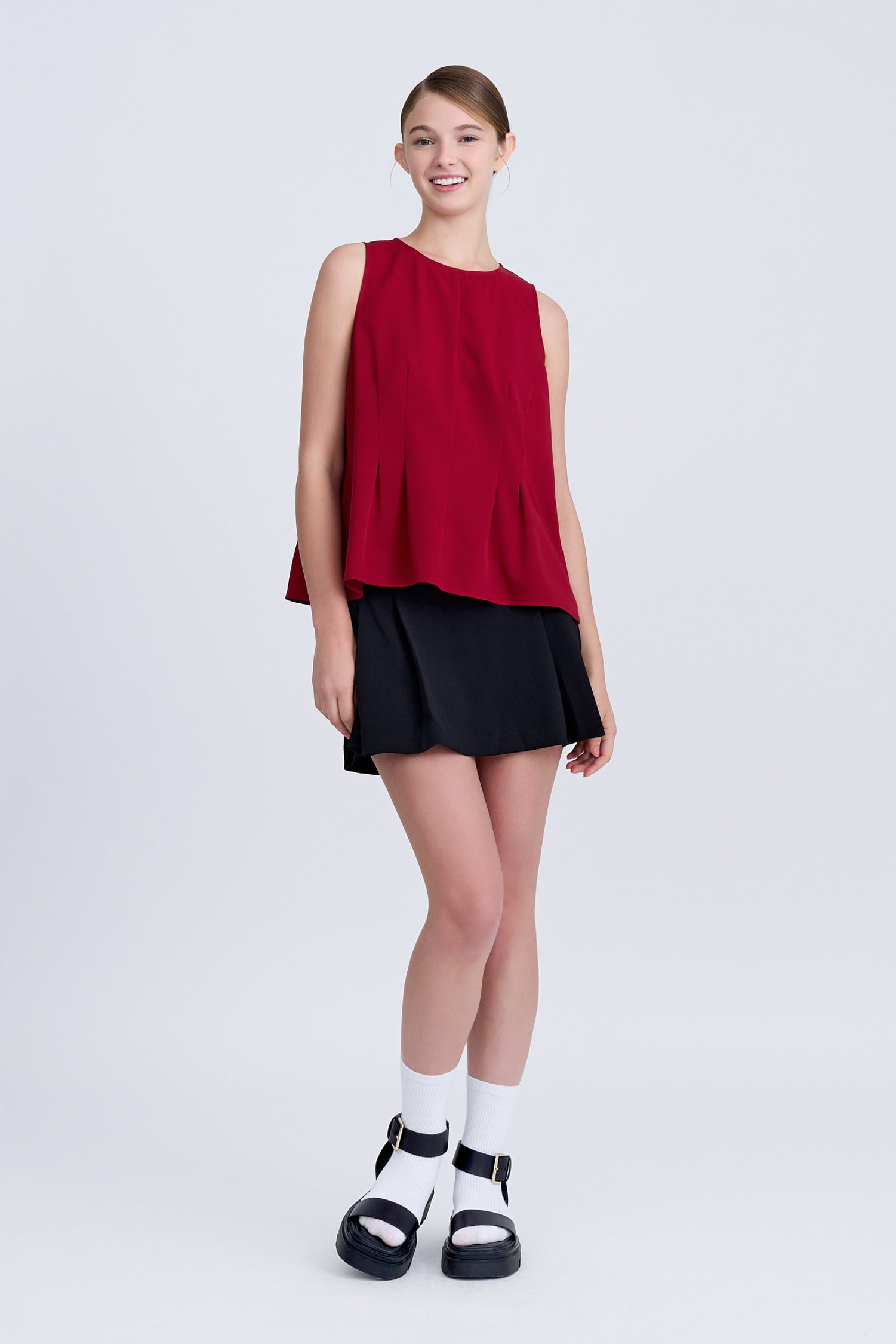 Pleated Blouse - Burgundy
