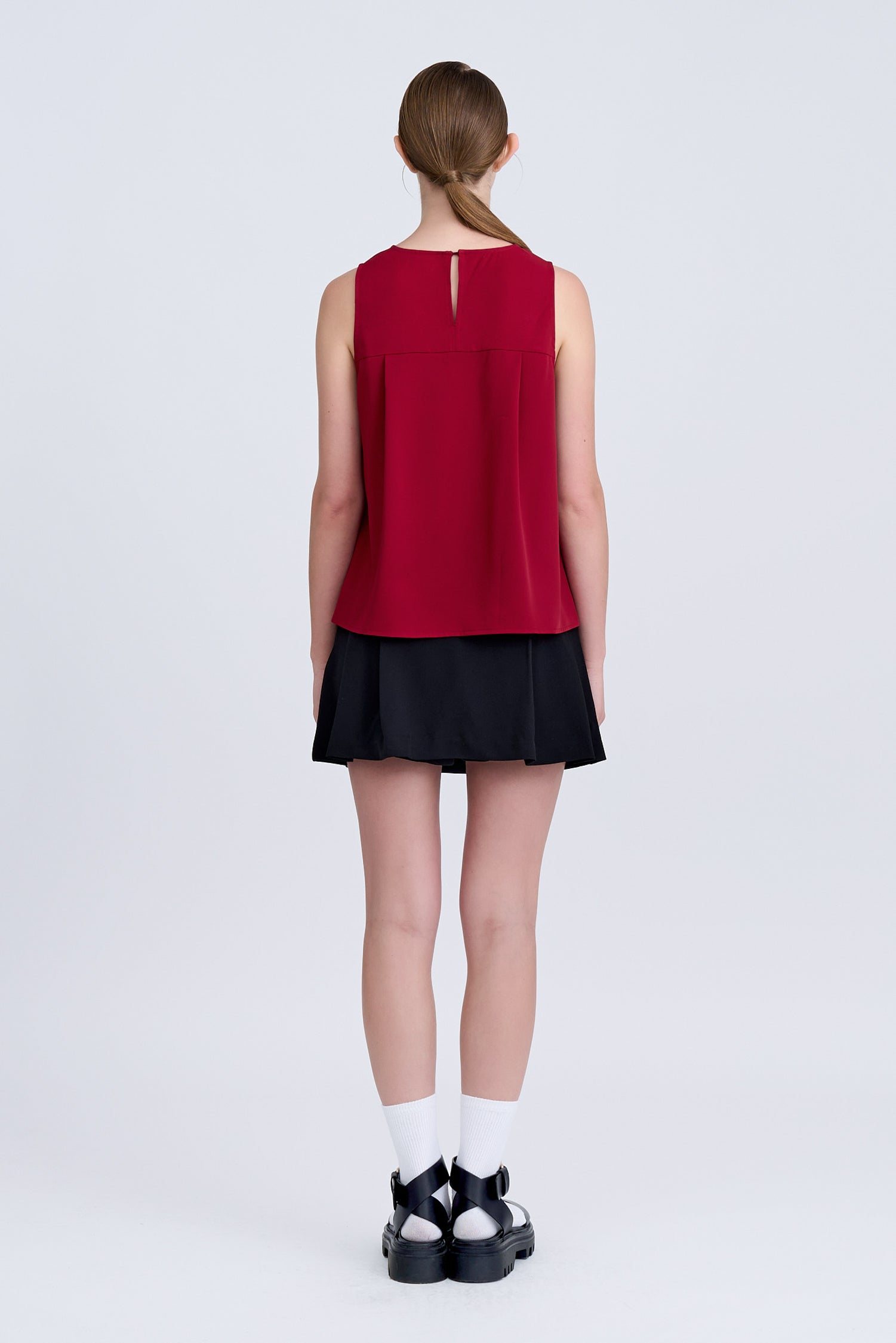 Pleated Blouse - Burgundy