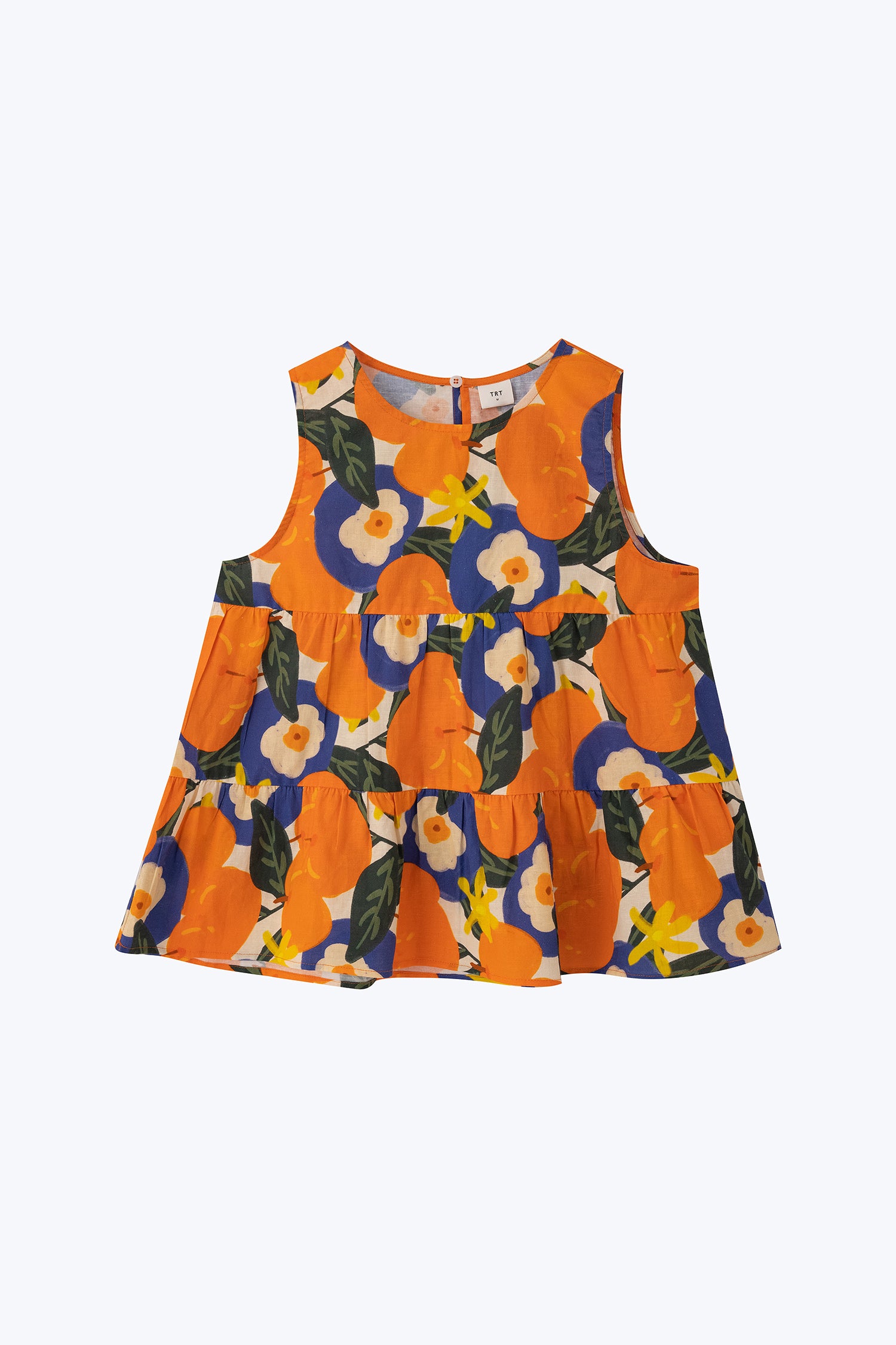 Floral Sleeveless Tier Top - Floral Tangerine