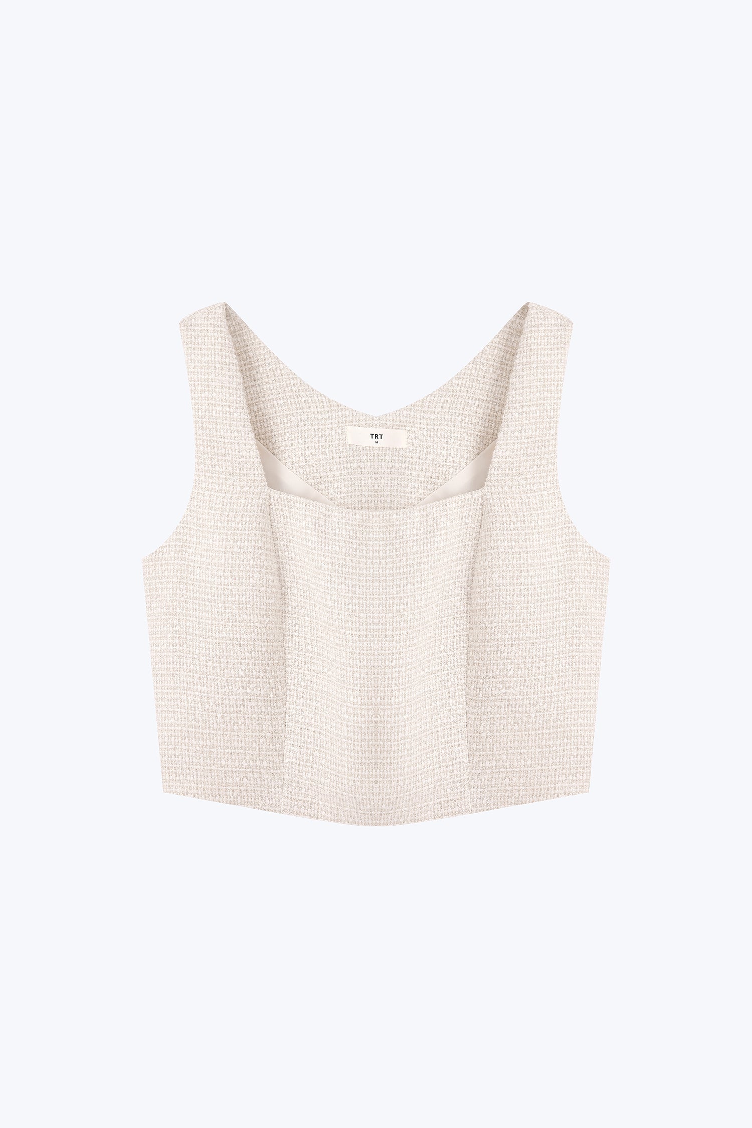 Tweed Square Neck Top - Sand