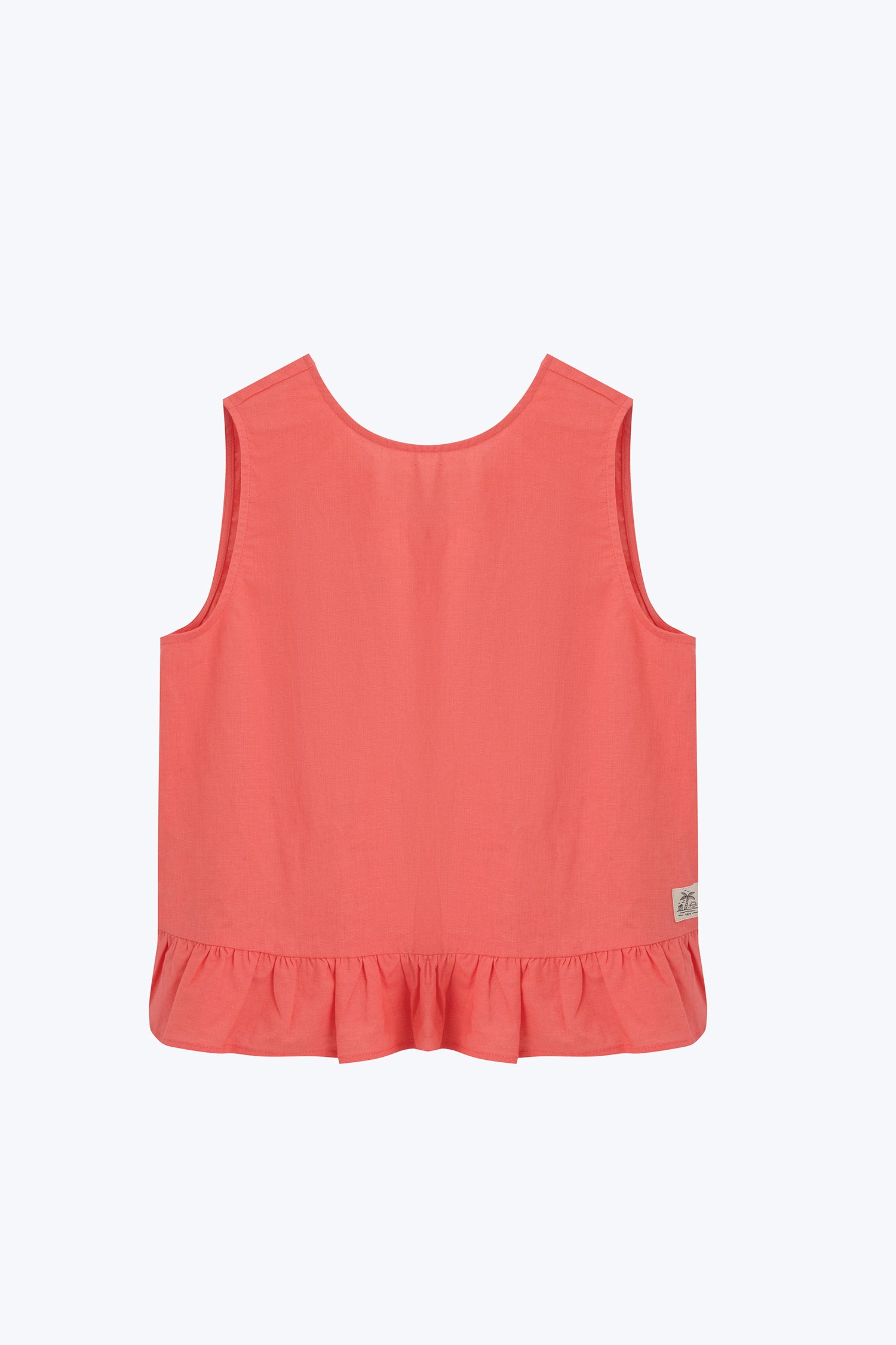 Ruffle Hem Sleeveless Blouse - Coral