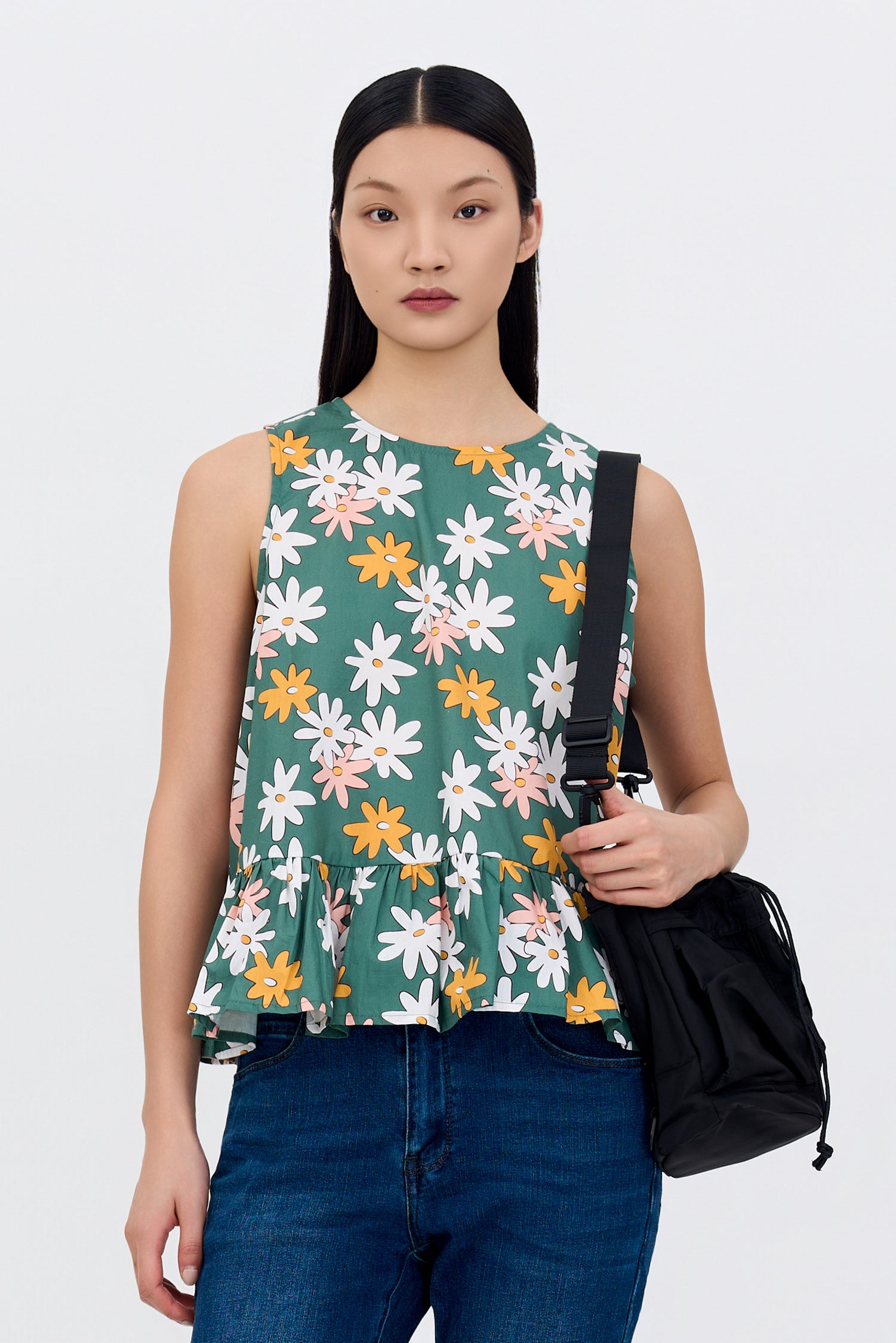 Sleeveless Floral Blouse - Floral Green – The Restyle Trait Malaysia