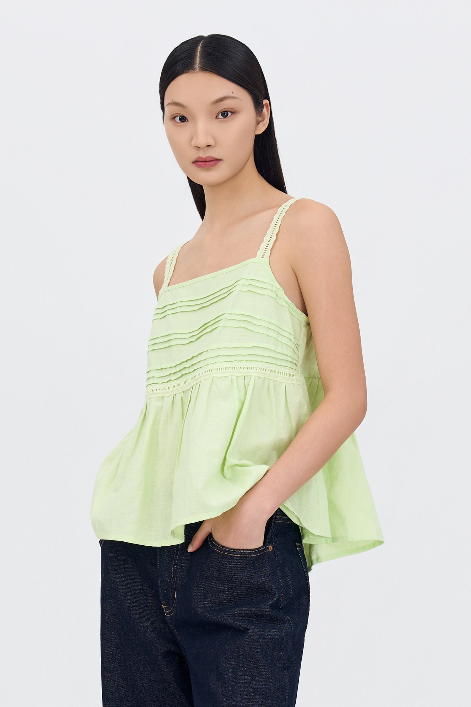 Pin-Tuck Blouse - Melon