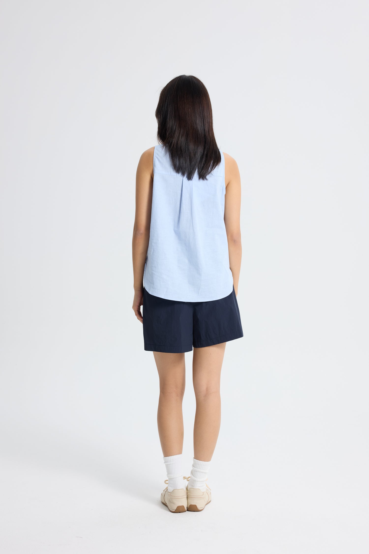 Keyhole Sleeveless Blouse - Sky Blue