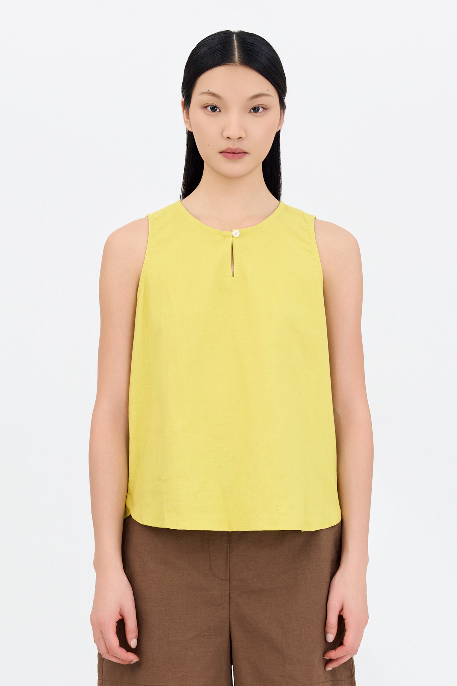 Keyhole Sleeveless Blouse - Lime