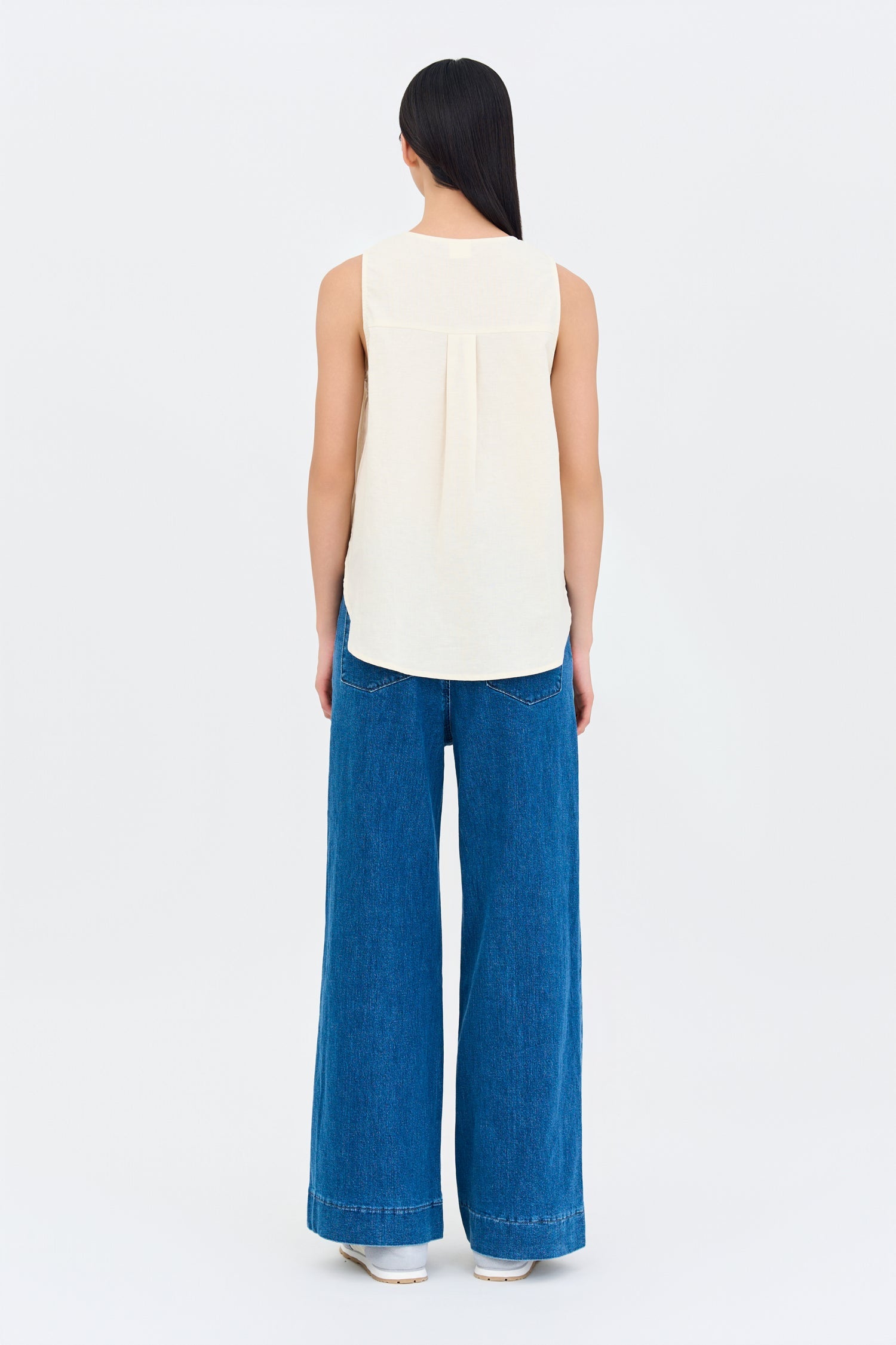 Keyhole Sleeveless Blouse - Sand