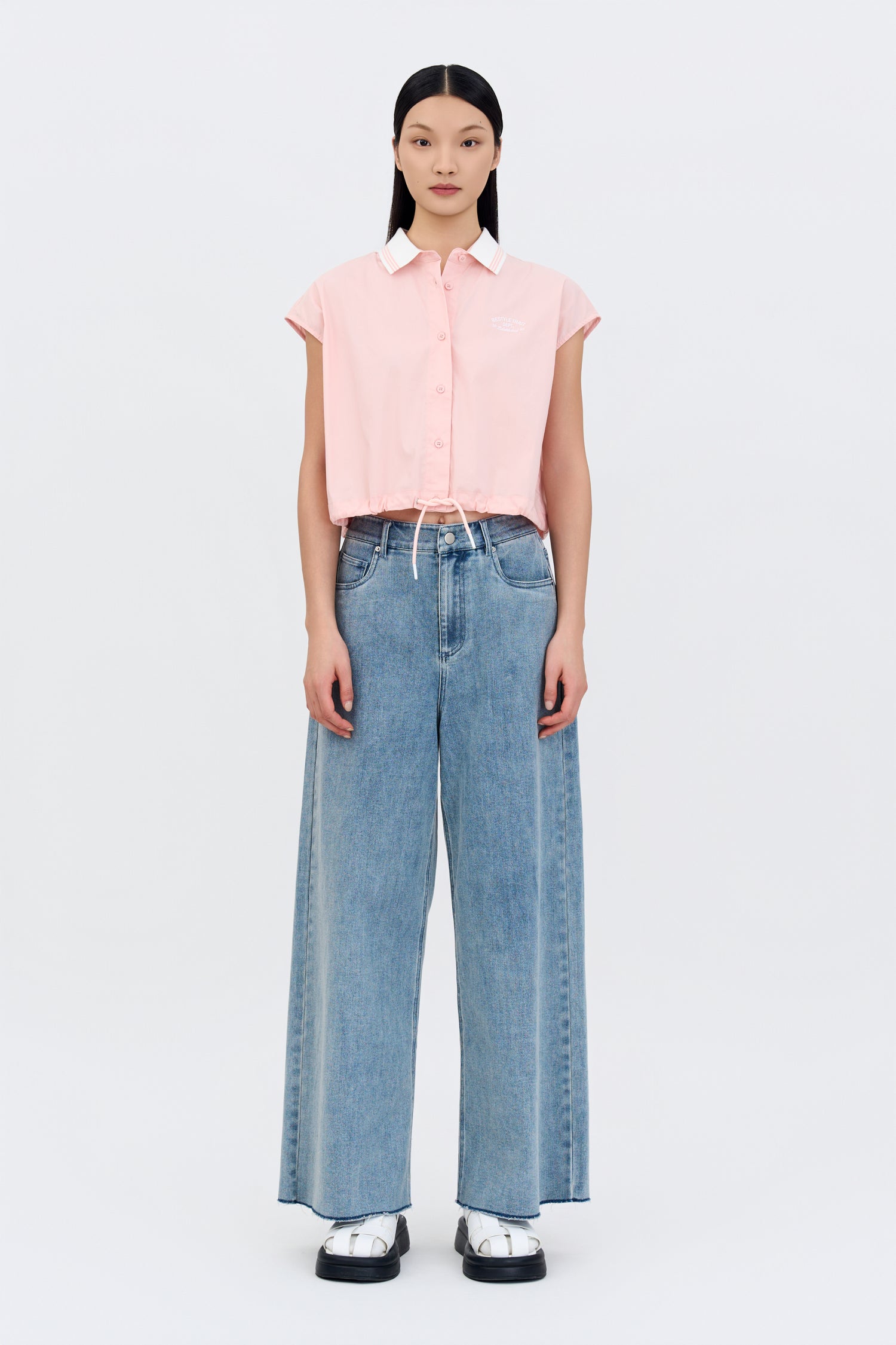 Contrast Collar Blouse - Blush