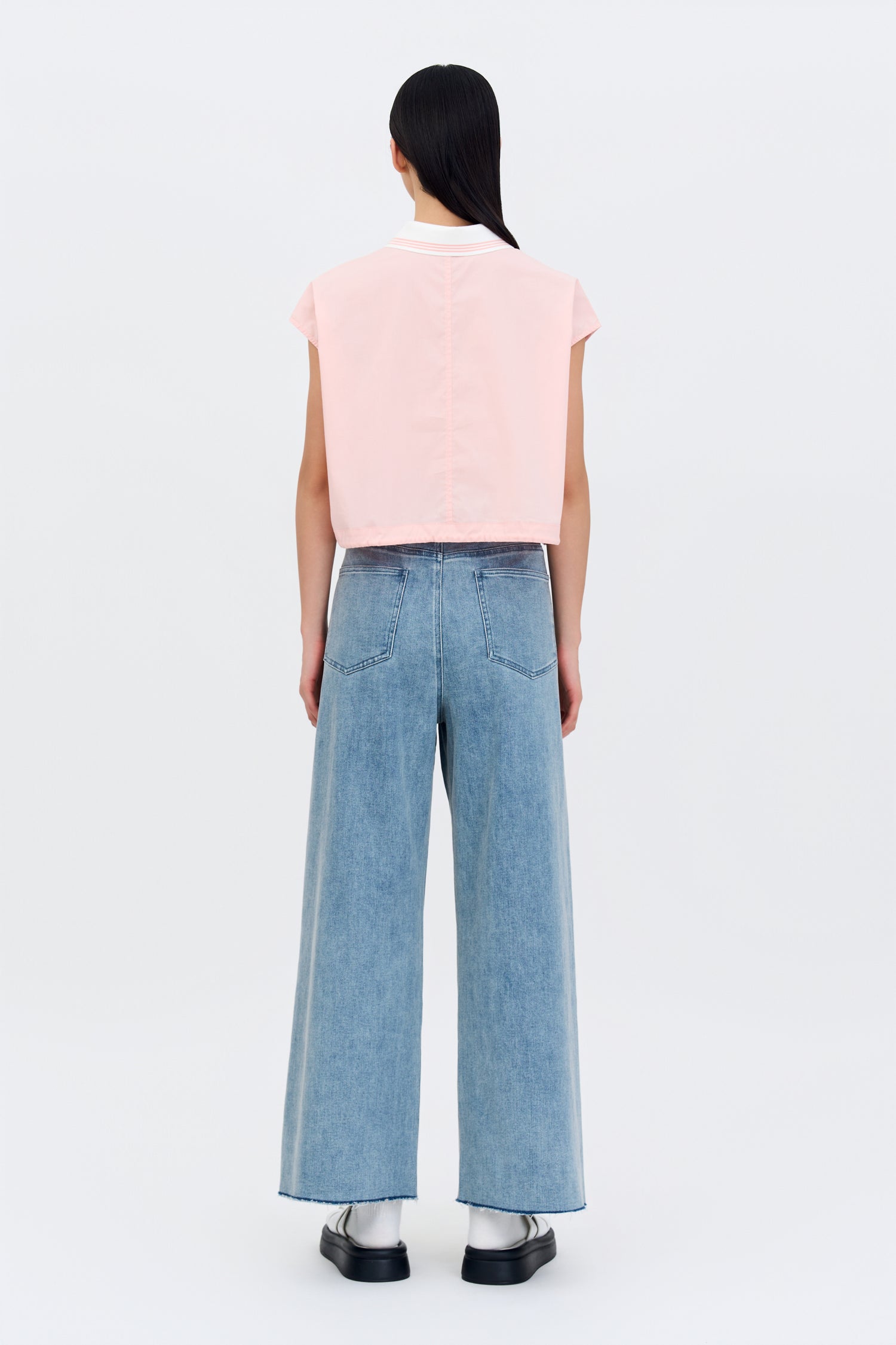 Contrast Collar Blouse - Blush