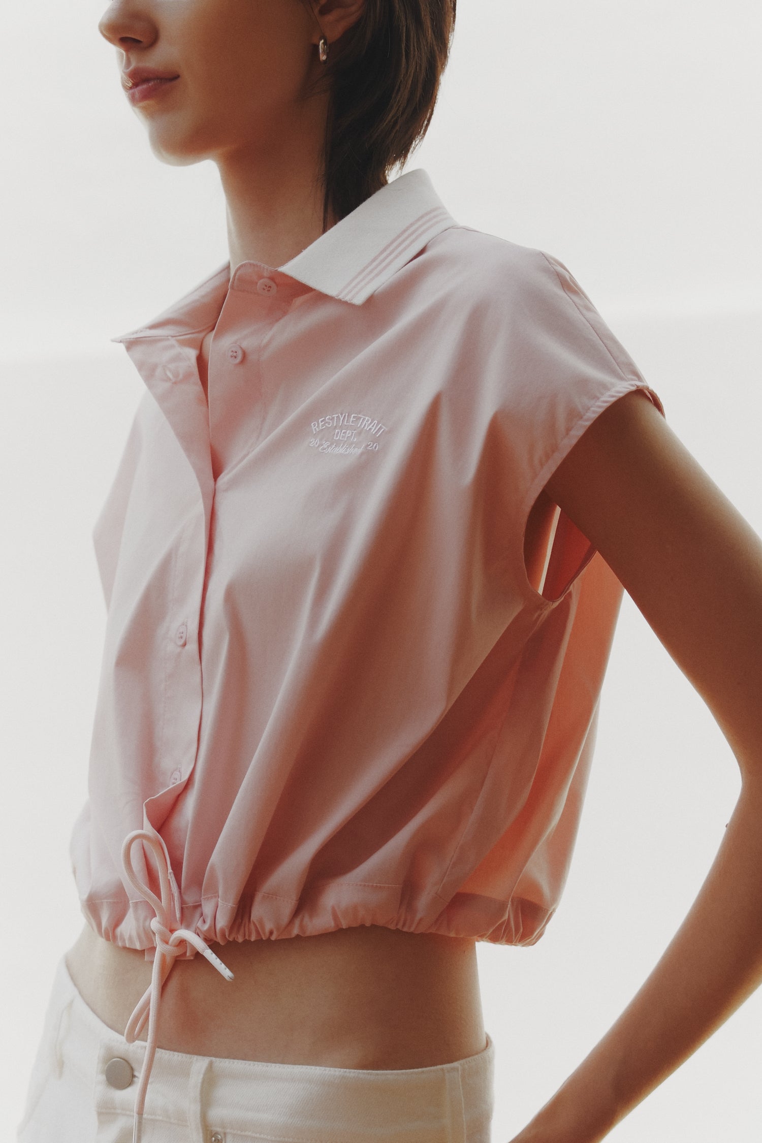 Contrast Collar Blouse - Blush